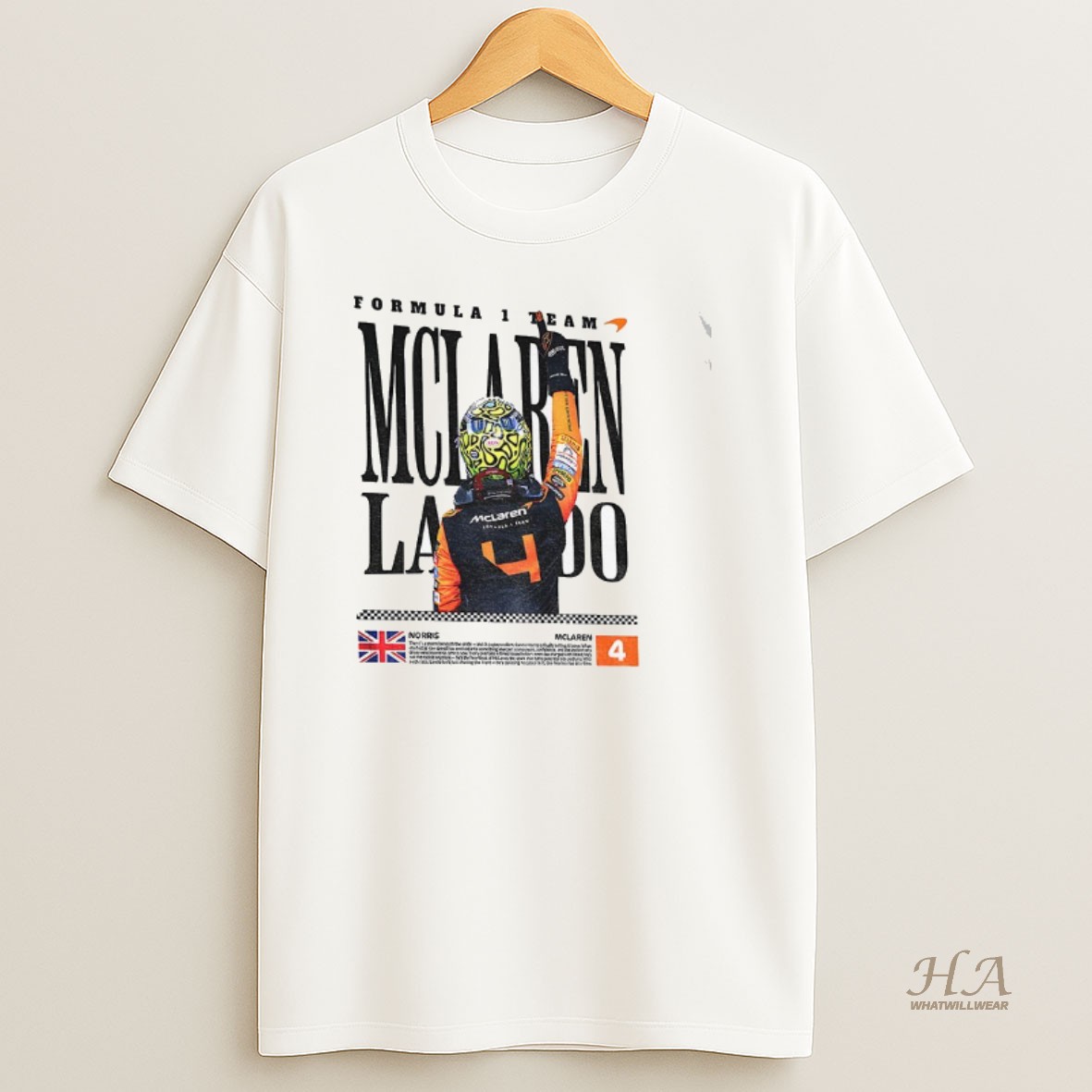 Official Lando Mclaren F1 Racing Graphic T Shirt
