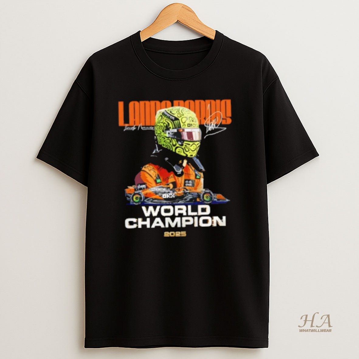 Official Lando Norris Formula 1 World Champion 2025 Signature T Shirt