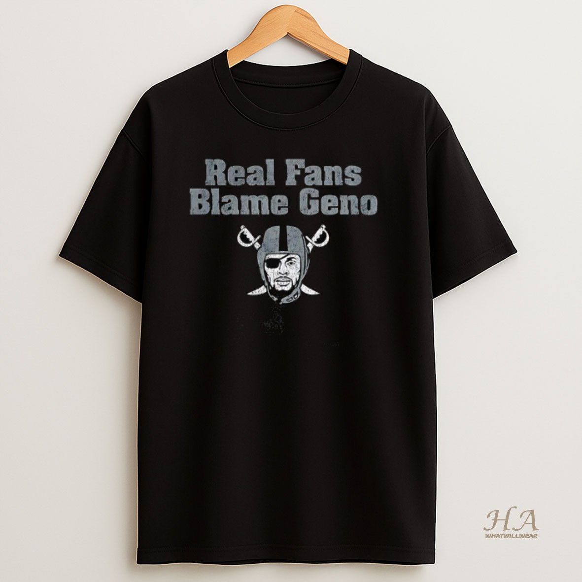 Official Las Vegas Raiders Football Real Fans Blame Geno Logo T Shirt