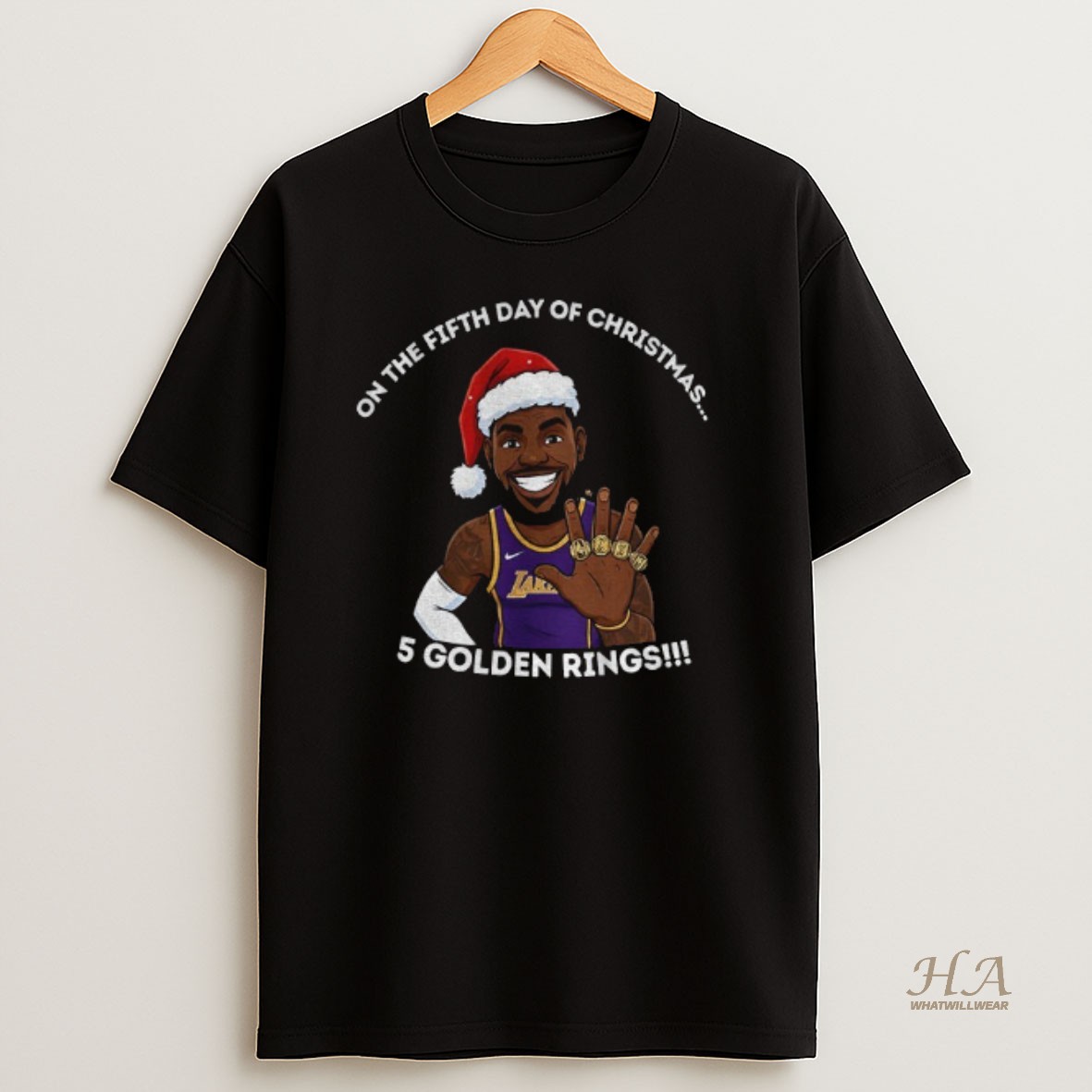 Official Lebron James 5 Golden Rings On The Fifth Day Of Christmas T Shirt