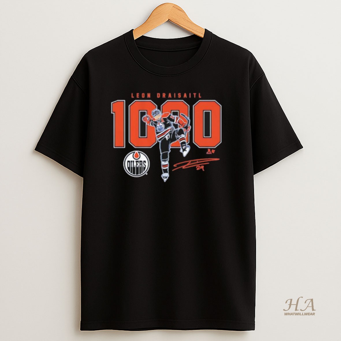 Official Leon Draisaitl Edmonton Oilers 1000 Career Nhl Points Signature T Shirt
