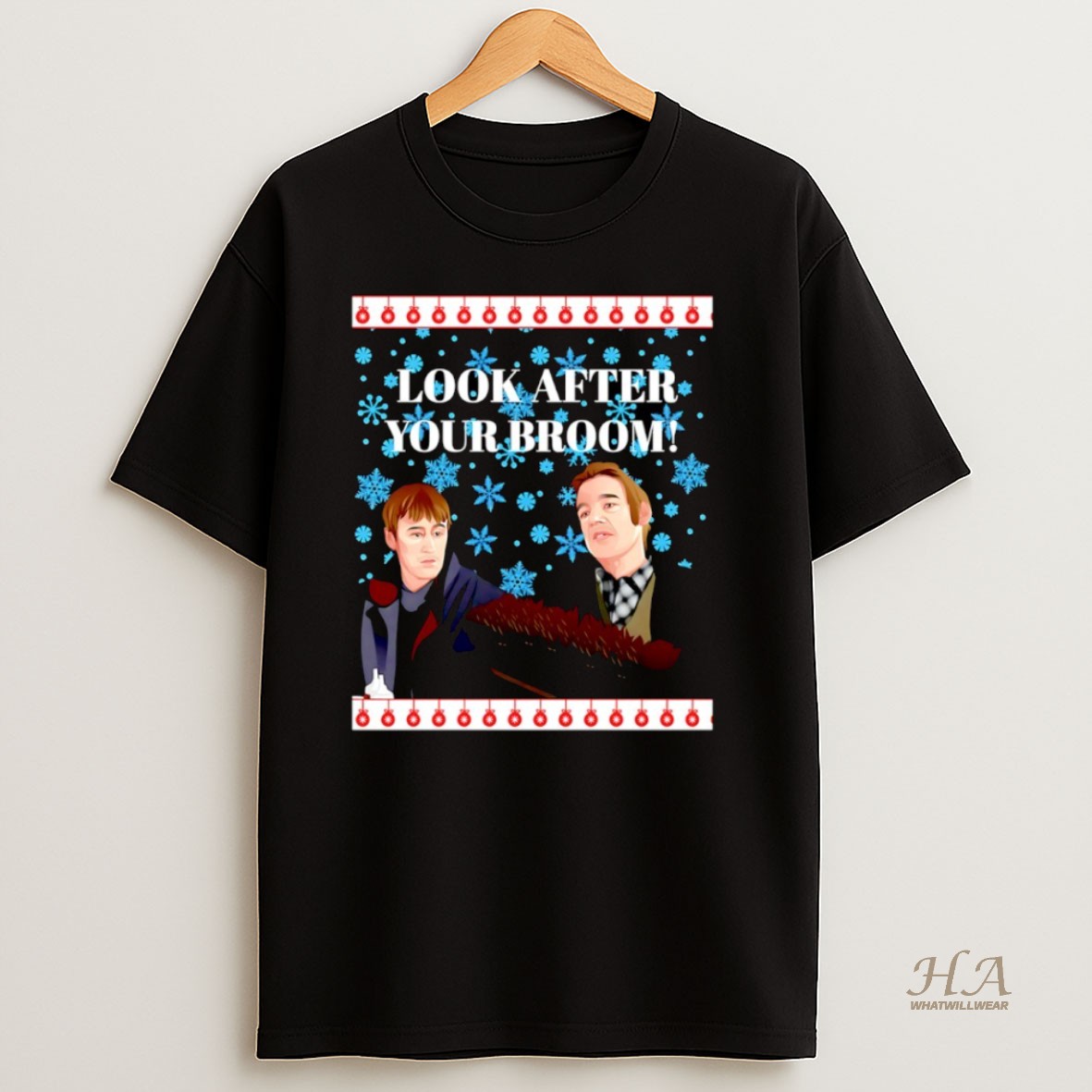 Official Look After Your Broom Ugly Christmas T Shirt
