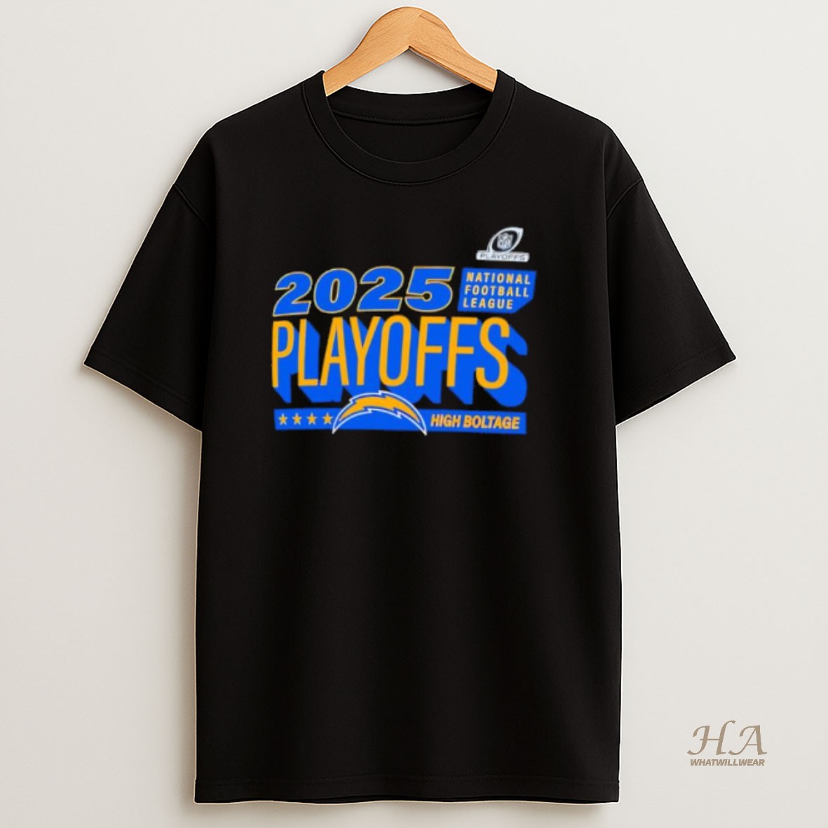 Official Los Angeles Chargers 2025 Nfl Playoffs Ready High Boltage T Shirt