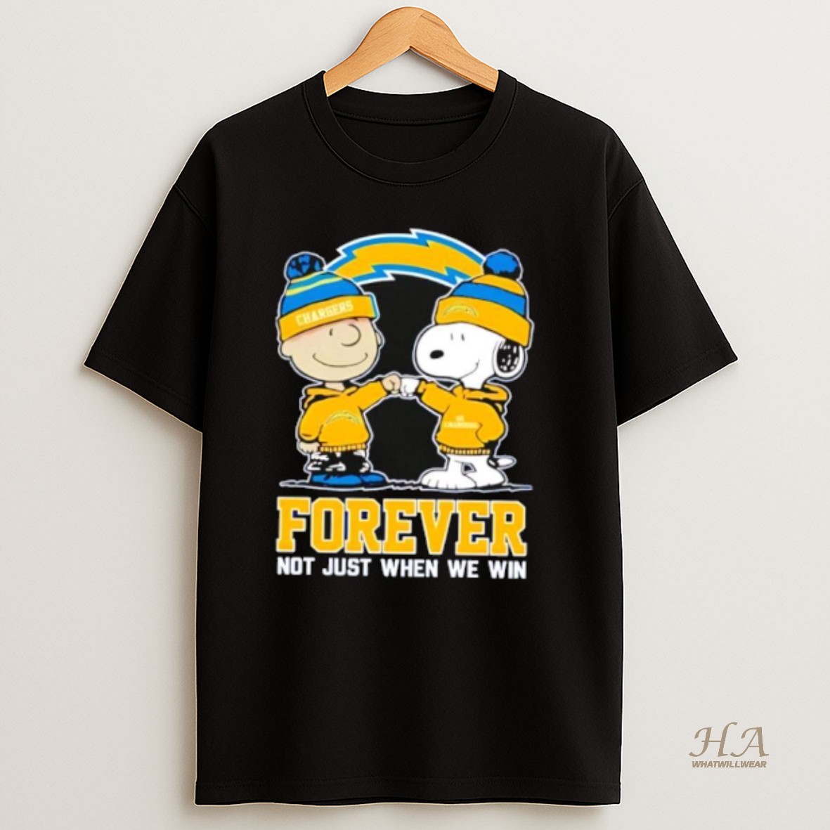 Official Los Angeles Chargers Charlie Brown And Snoopy Forever Not Just When We Win T Shirt