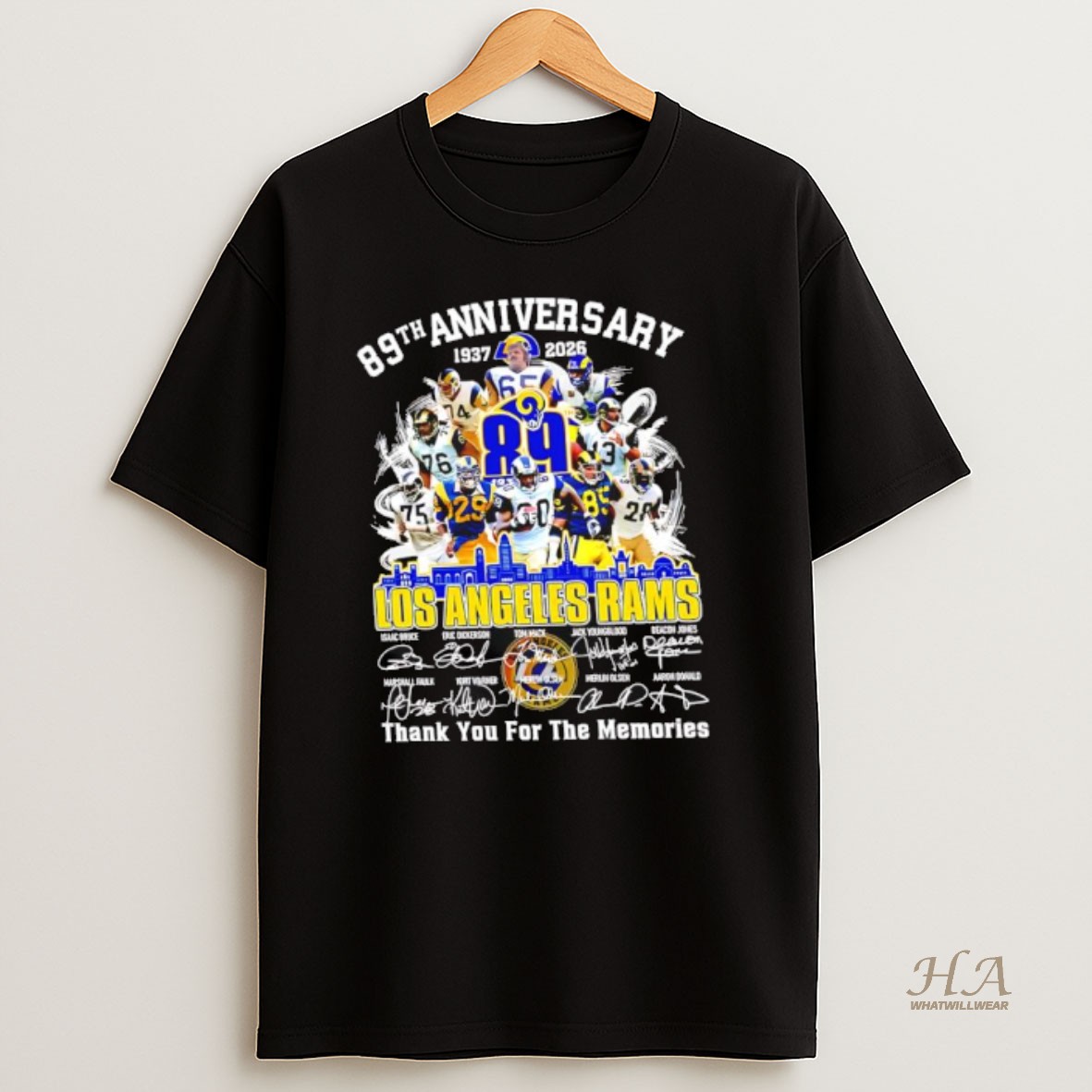 Official Los Angeles Rams 89th Anniversary 1937 To 2026 Thank You For The Memories T Shirt