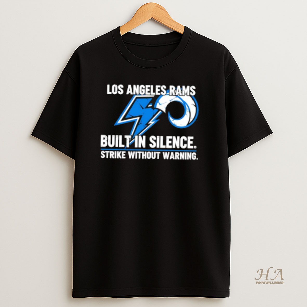 Official Los Angeles Rams Built In Silence Strike Without Warning T Shirt