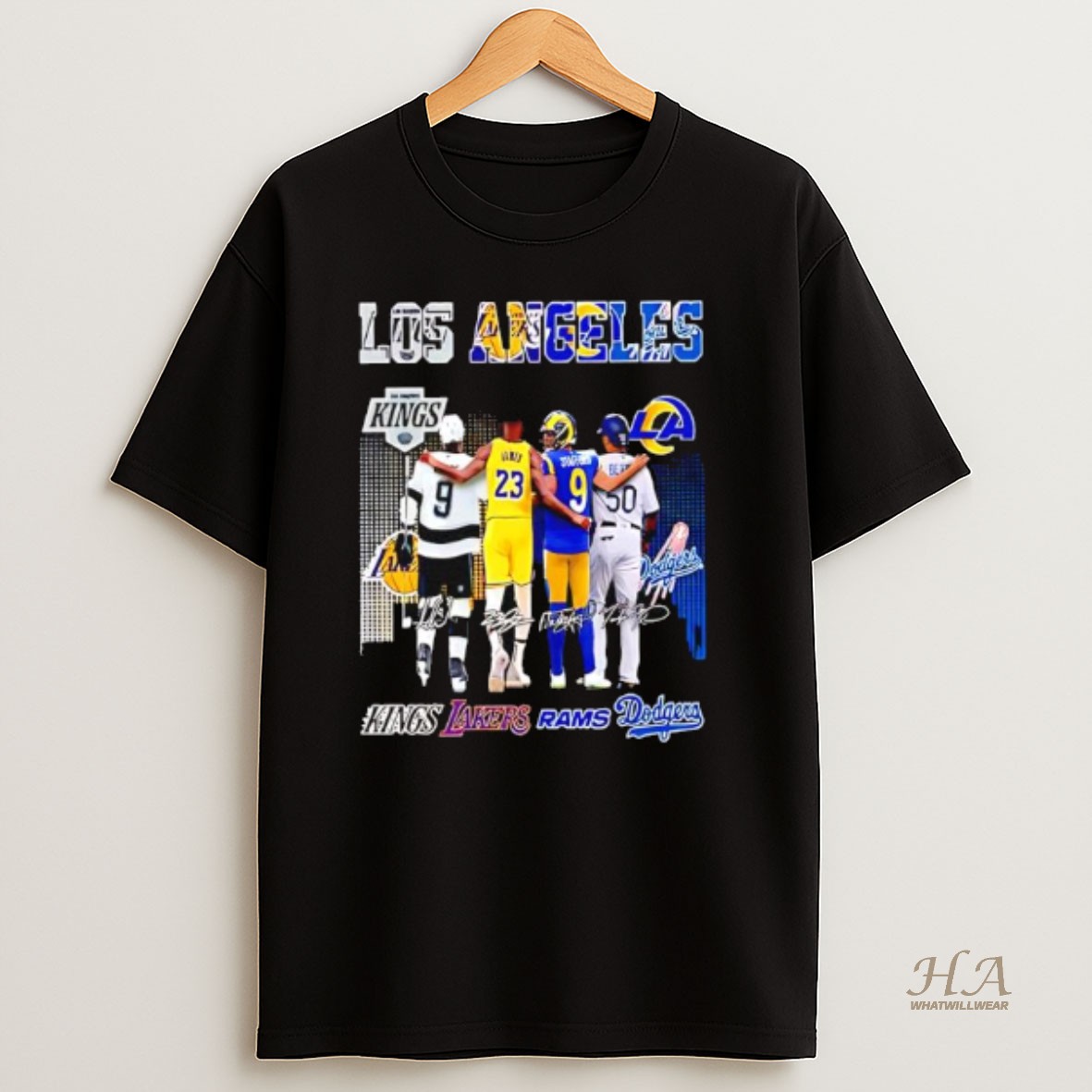 Official Los Angeles Professional Sports Teams And Players Kings Lakers Rams And Dodgers T Shirt