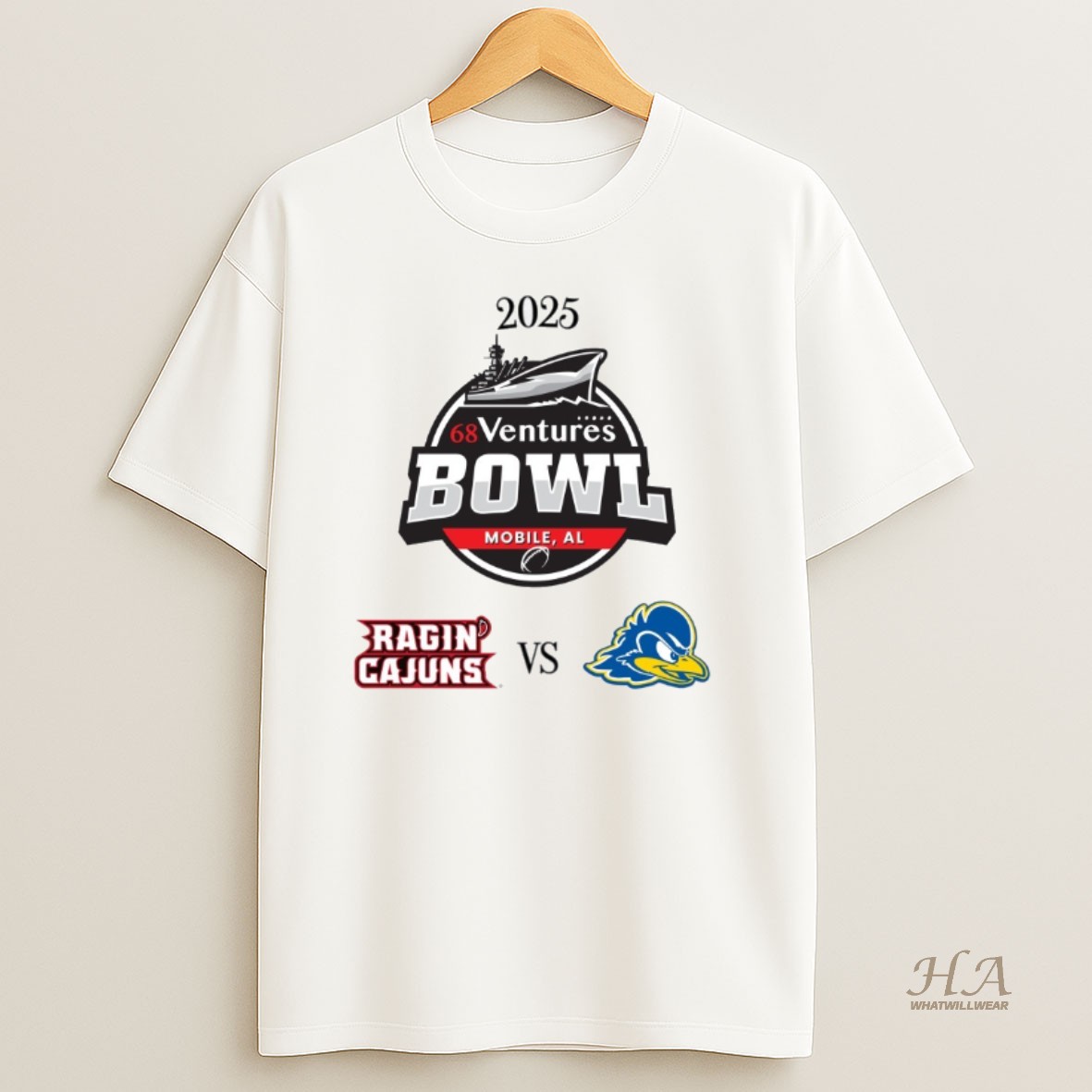Official Louisiana Ragin Cajuns Vs Delaware Blue Hens 2025 68 Ventures Bowl T Shirt