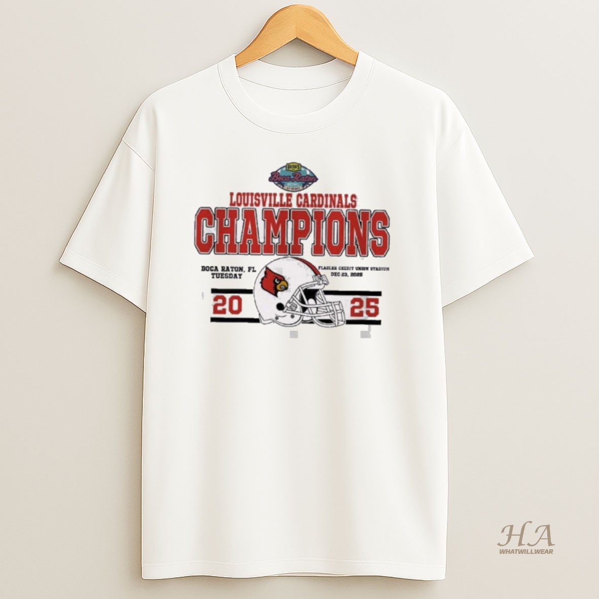 Official Louisville Cardinals Football 2025 Bushs Boca Raton Bowl Of Beans December 23 Flagler Credit Union Stadium T Shirt