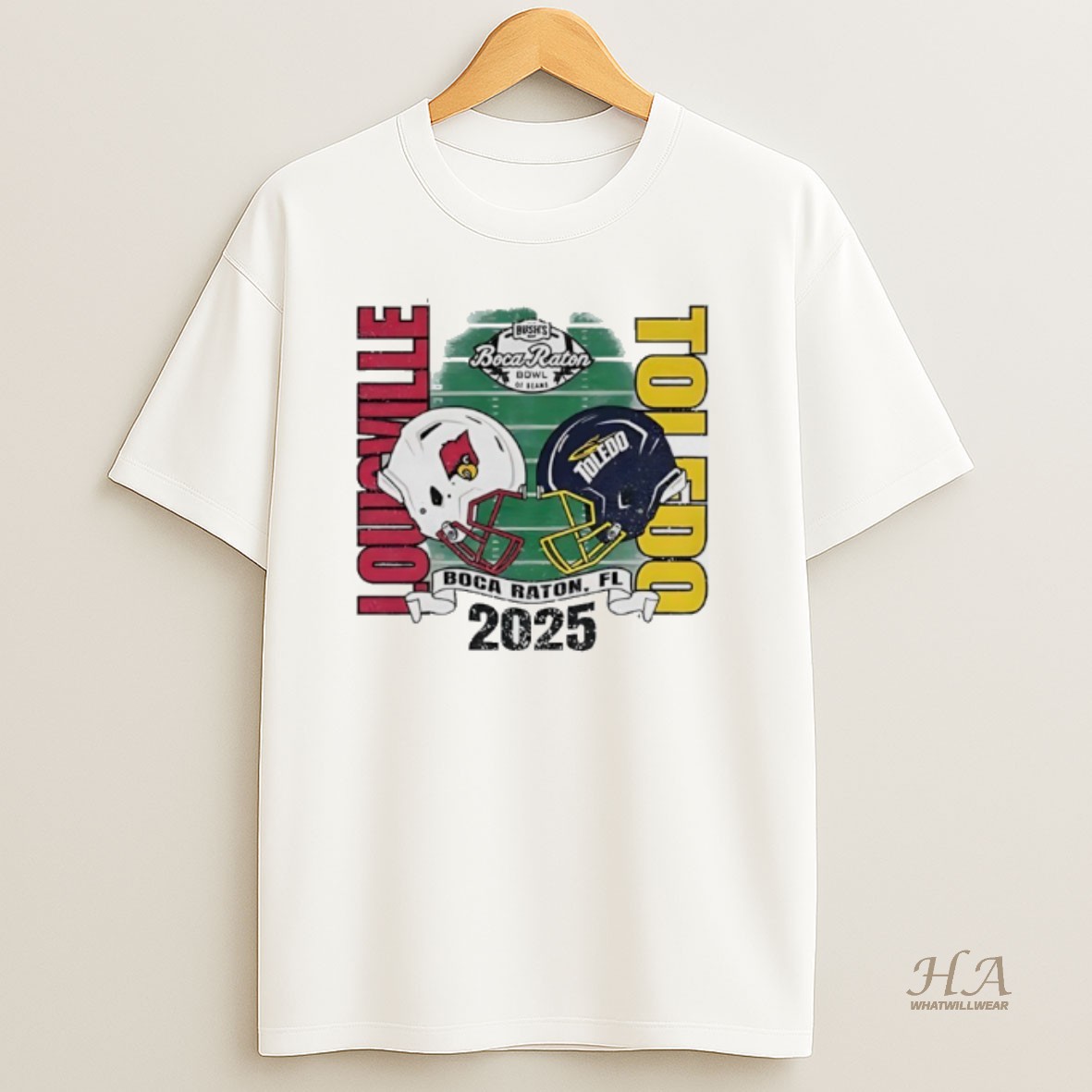 Official Louisville Cardinals Vs Toledo 2025 Boca Raton Bowl Head To Head T Shirt