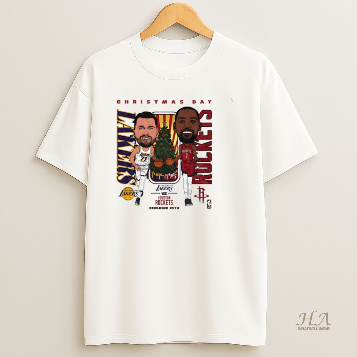 Official Luka Doncic Los Angeles Lakers Vs Kevin Durant Houston Rocket Basketball Christmas Day T Shirt