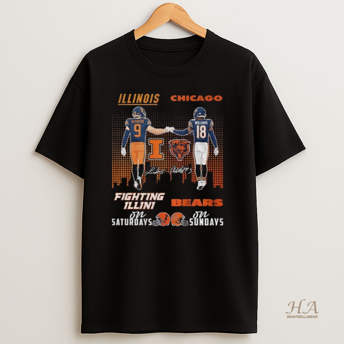 Official Luke Altmyer Illinois Fighting Illini Vs Caleb Williams Chicago Bears On Saturday On Sundays Signatures Shirt
