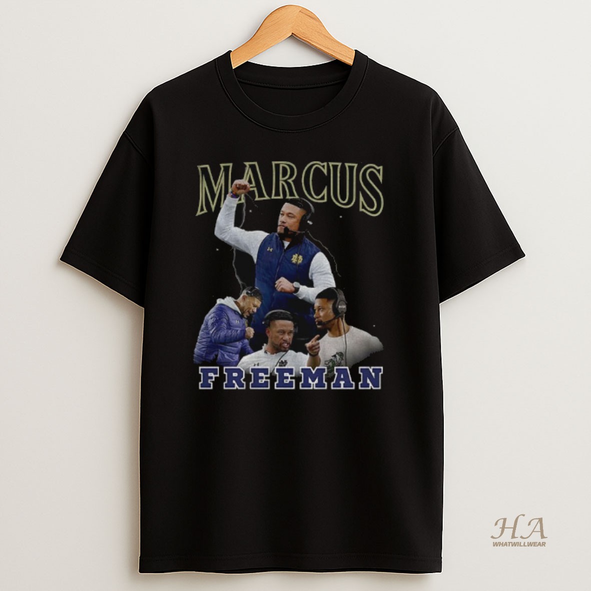 Official Marcus Freeman Notre Dame Fighting Irish Football Graphic Vintage T Shirt