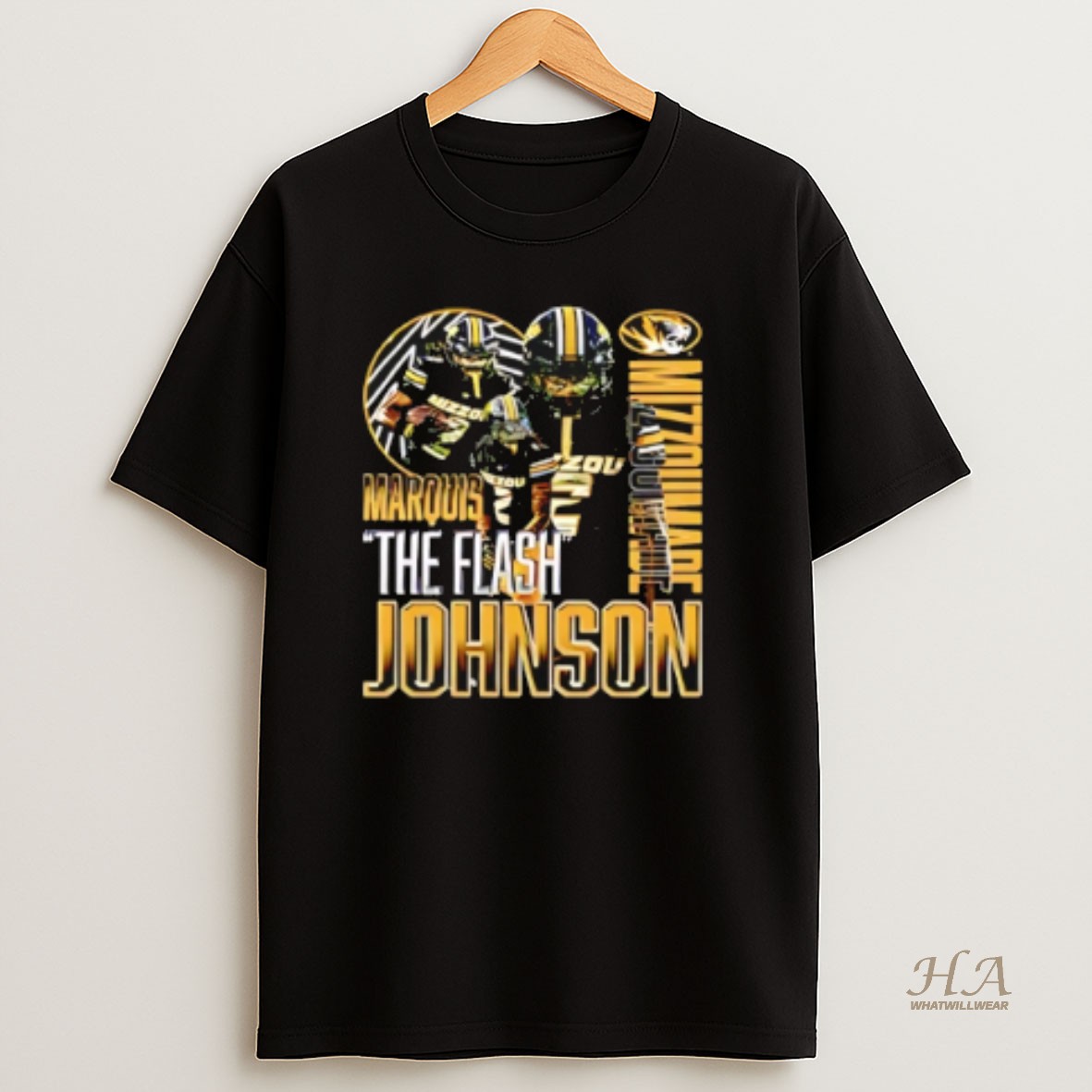Official Marquis Johnson Mizzou Tigers Player Collage T Shirt
