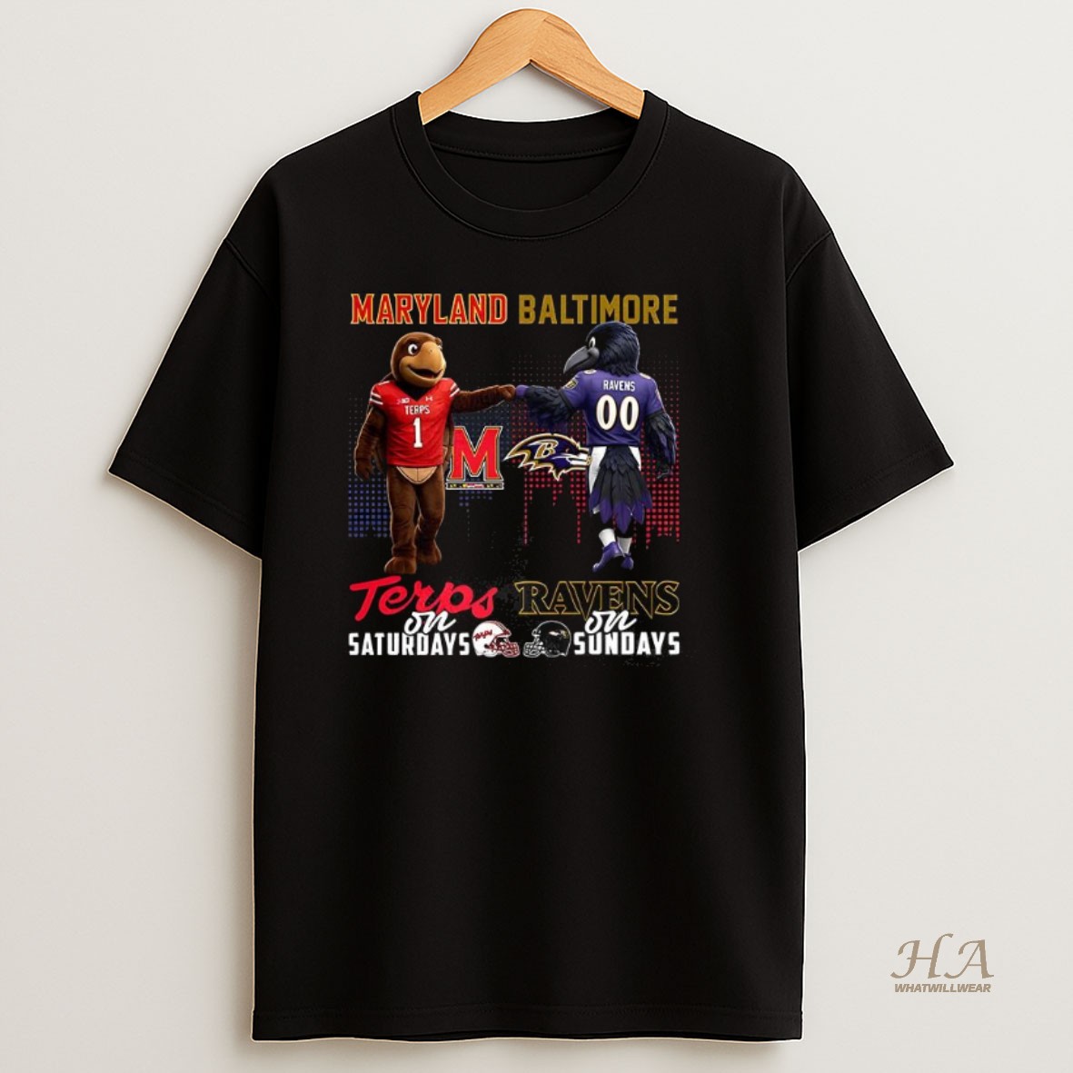 Official Maryland Terrapins On Saturdays Vs Baltimore Ravens On Sundays Mascot Shirt