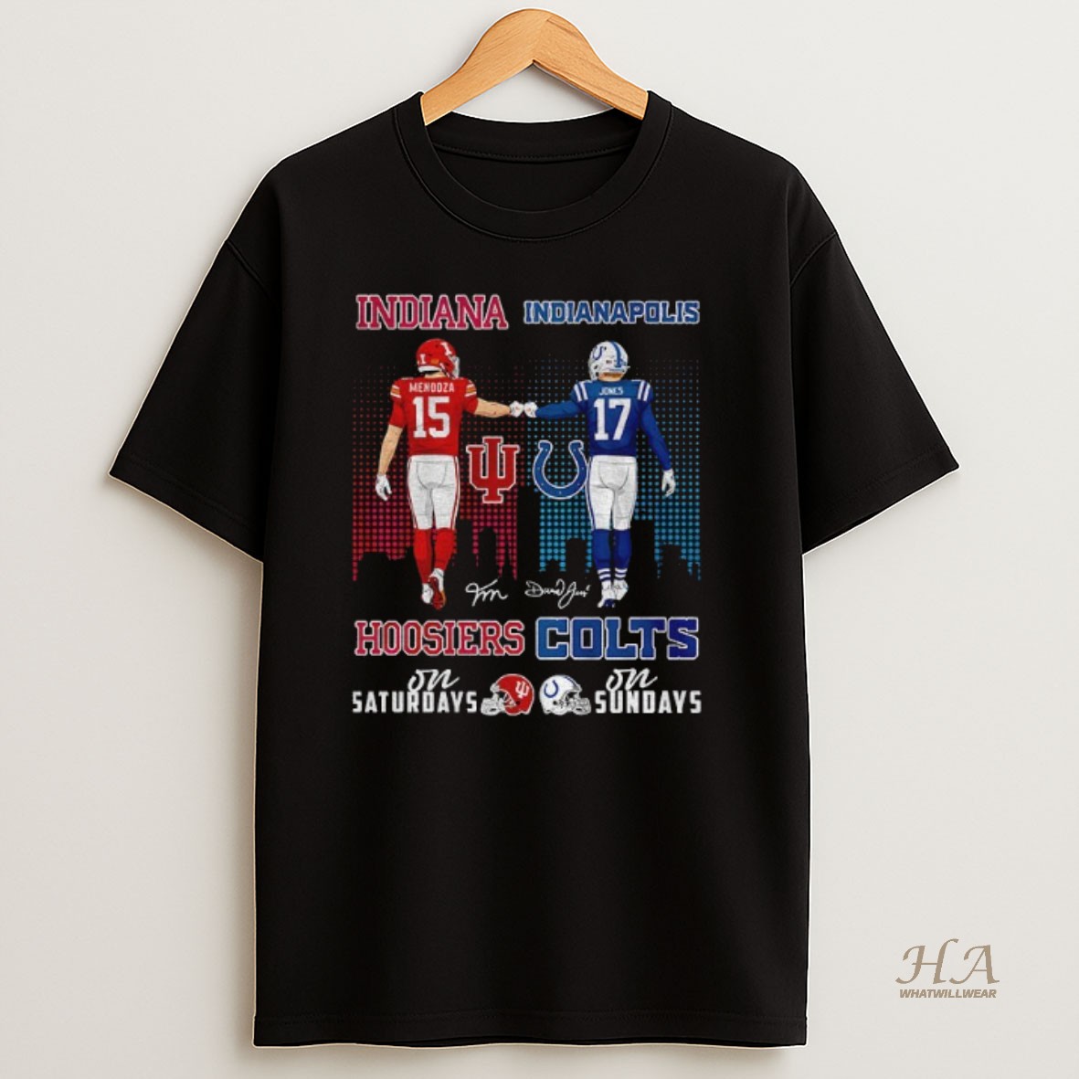 Official Mendoza Indiana Hoosiers On Saturdays And Jones Indianapolis Colts On Sundays Signature Shirt