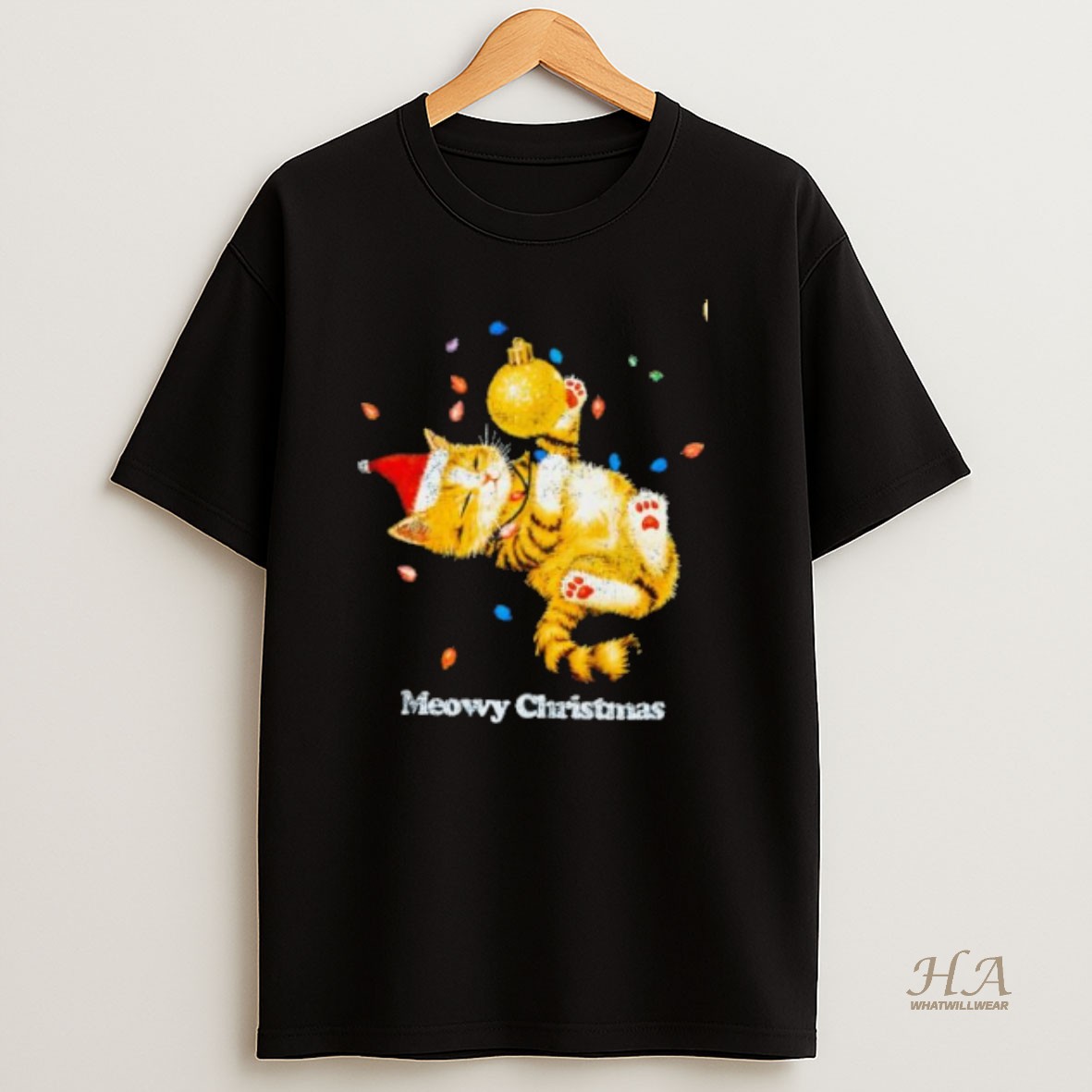 Official Meowy Christmas Lights 2025 Retro T Shirt