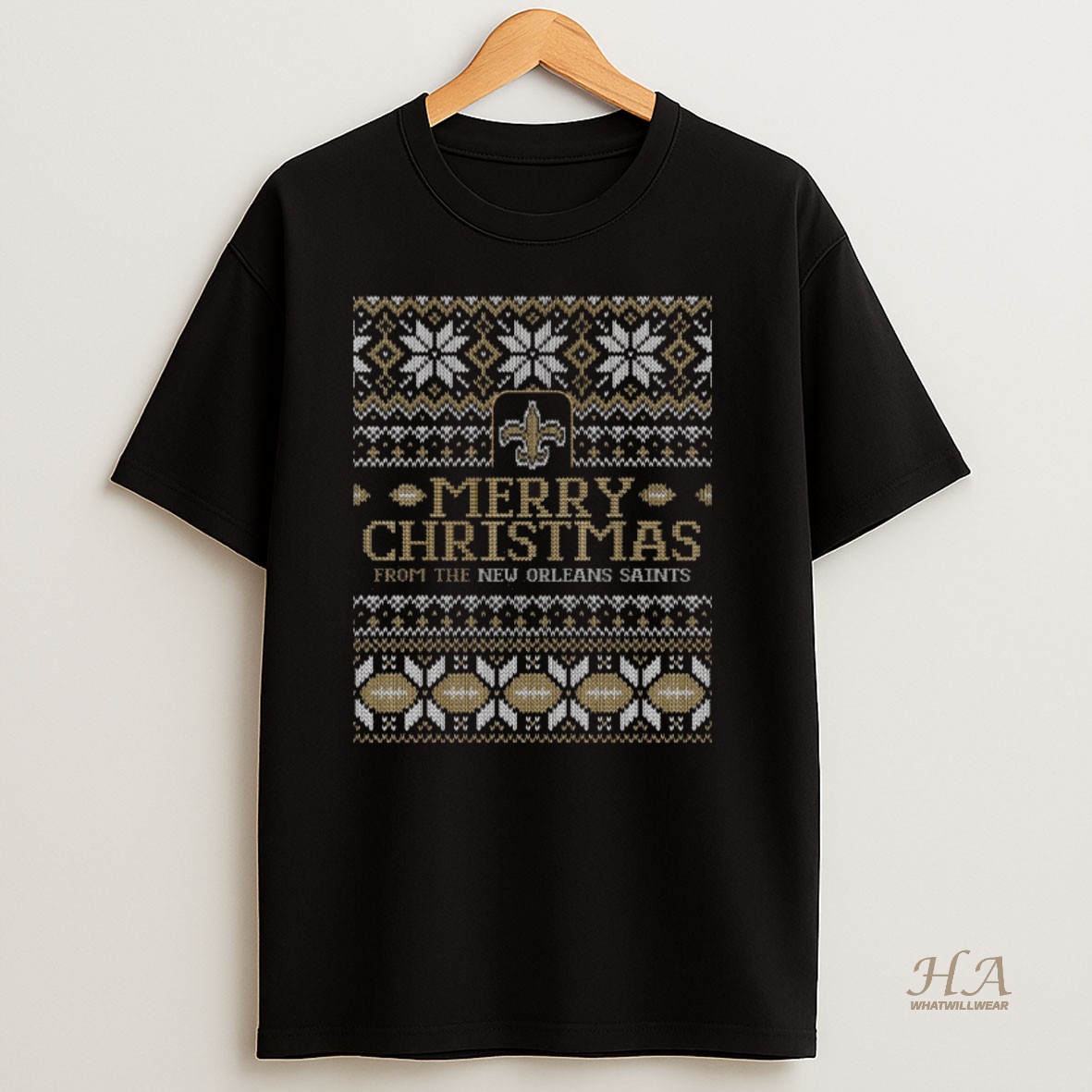 Official Merry Christmas From The New Orleans Saints Ugly Christmas 2025 T Shirt