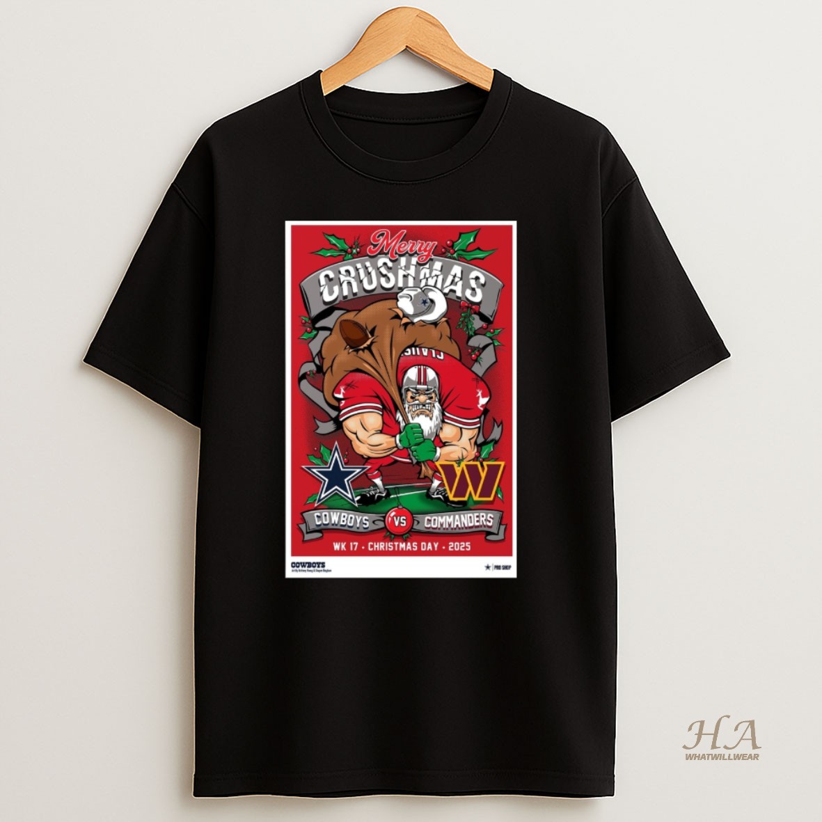 Official Merry Crushmas Dallas Cowboys Vs Washington Commanders Nfl Week 17 Christmas Day 2025 T Shirt