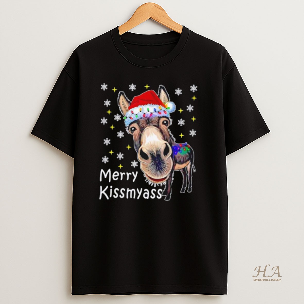 Official Merry Kissmyass Donkey Funny Christmas T Shirt