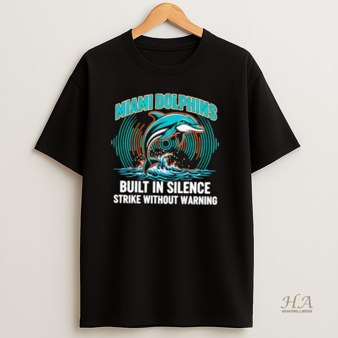 Official Miami Dolphins Built In Silence Strike Without Warning Graphic T Shirt