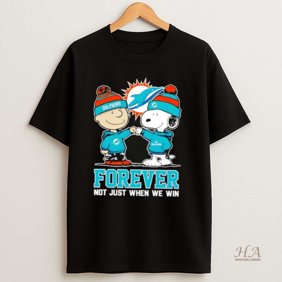 Official Miami Dolphins Charlie Brown And Snoopy Forever Not Just When We Win T Shirt