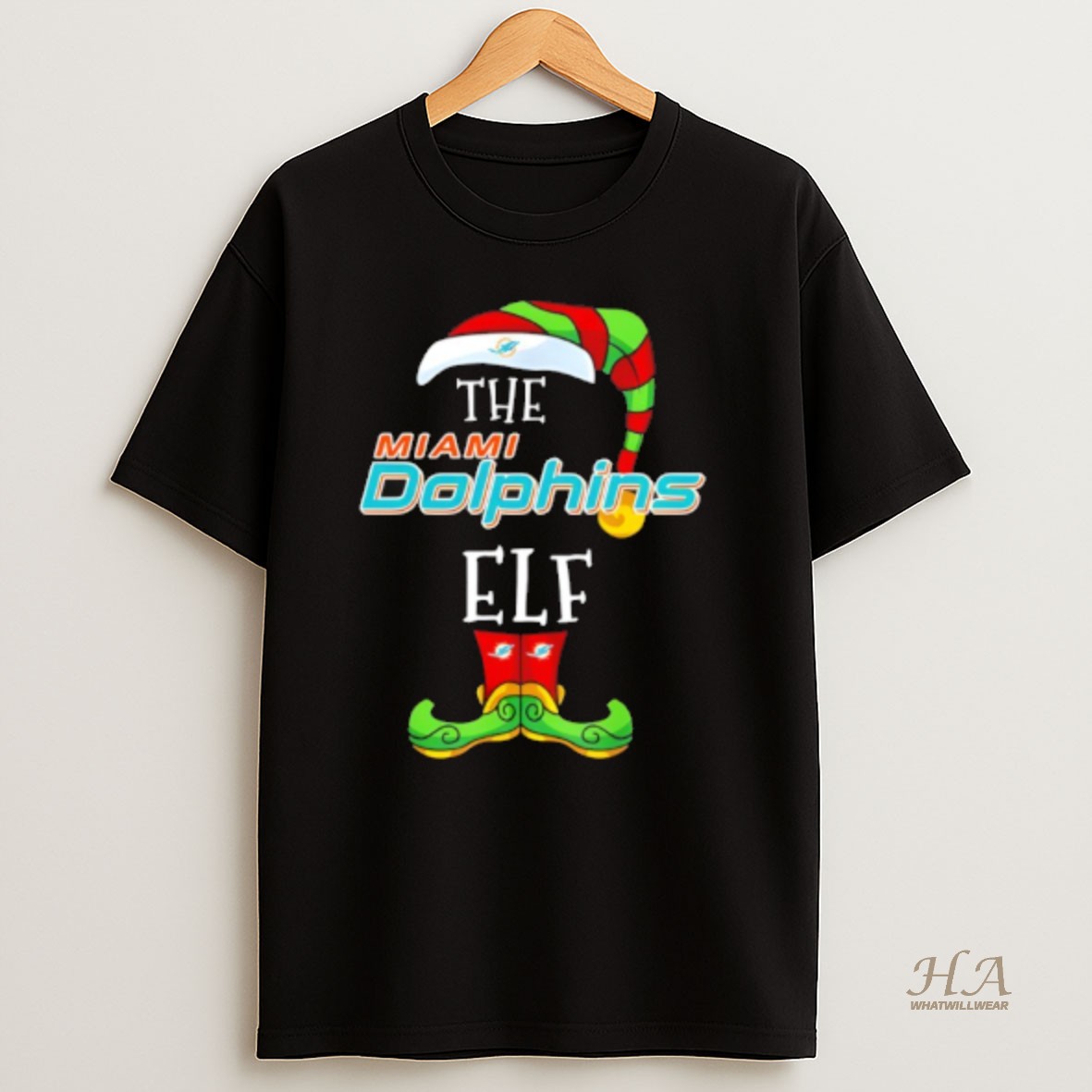 Official Miami Dolphins Christmas Team Mashup Elf T Shirt