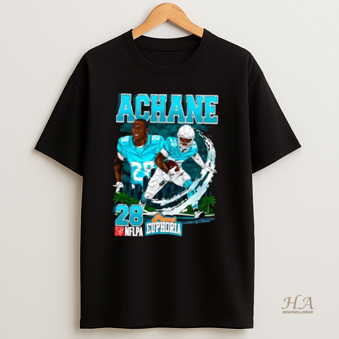 Official Miami Dolphins Devon Achane Football Player City Graphic T Shirt