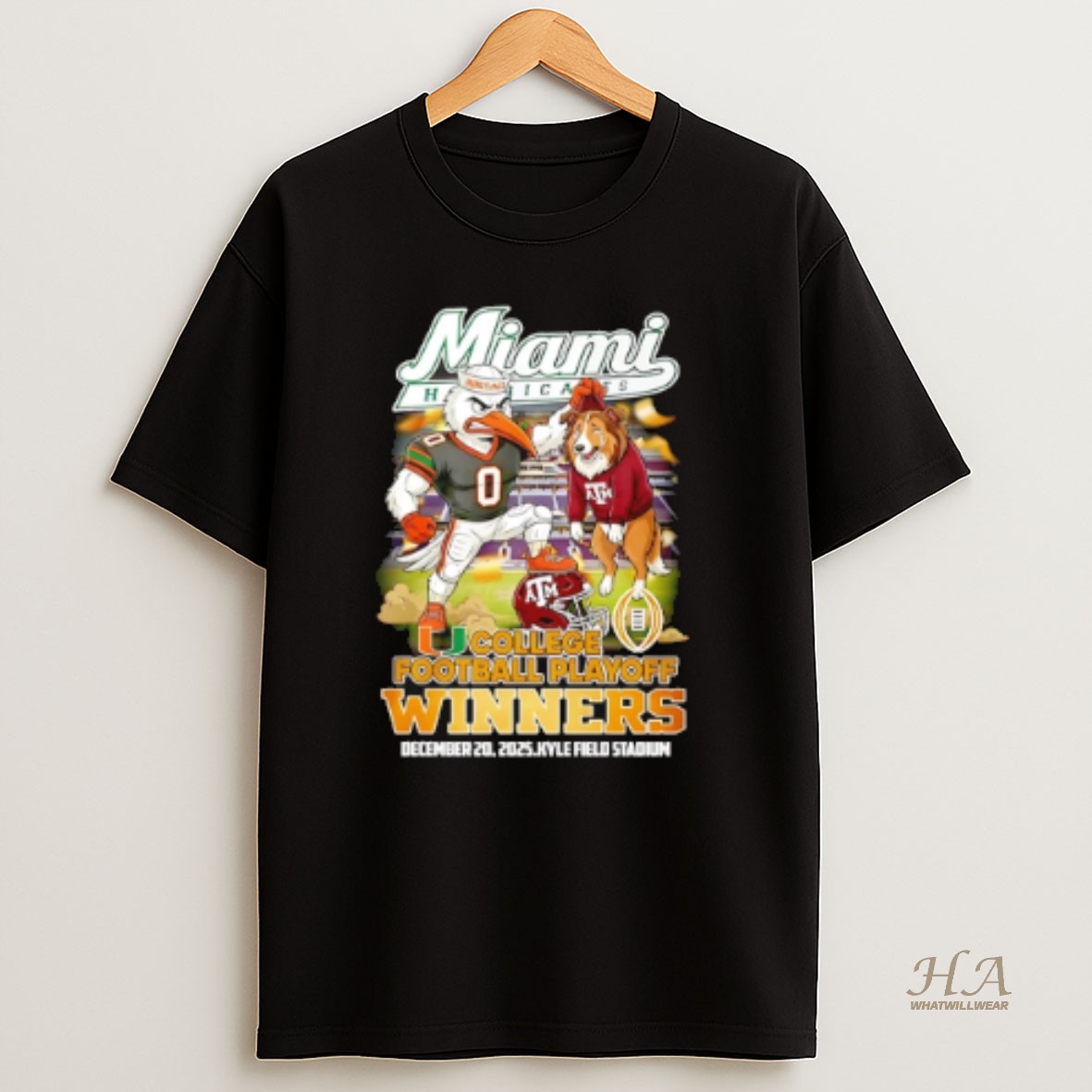 Official Miami Hurricanes 2025 26 College Football Playoff Bound Winners Mascot T Shirt