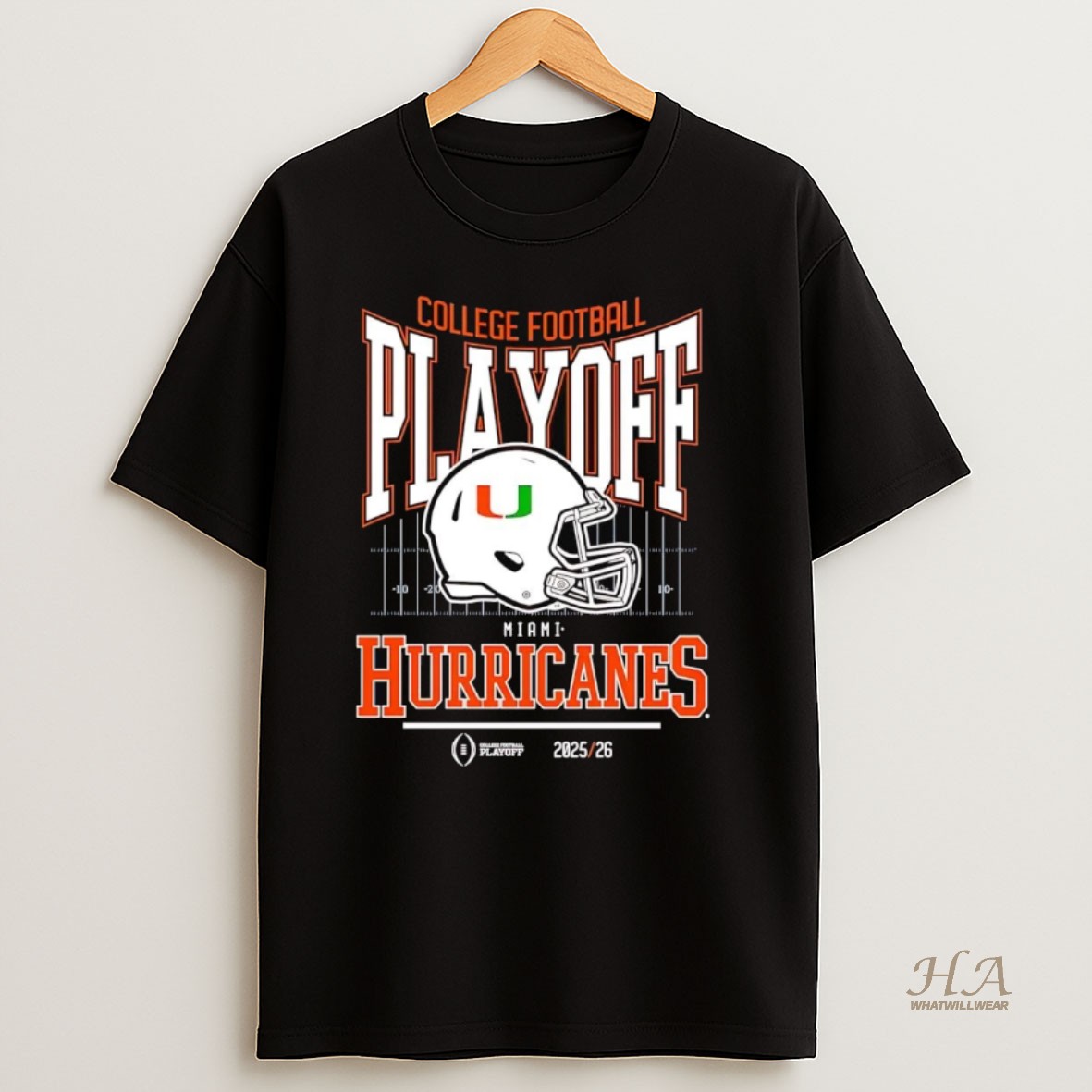 Official Miami Hurricanes 2025 26 College Football Playoff Cfp Helmet T Shirt
