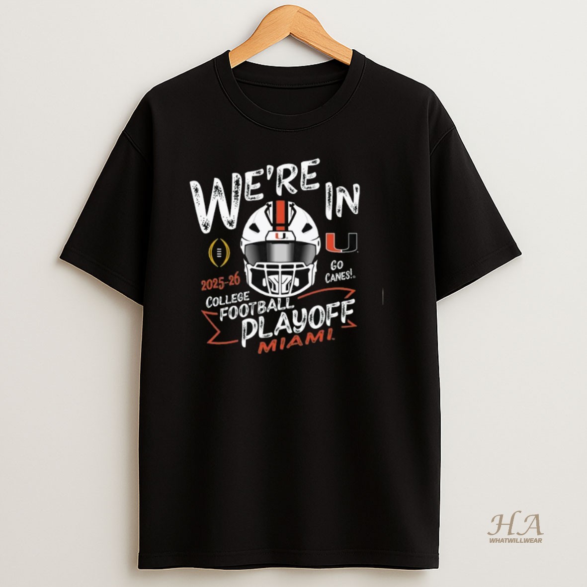 Official Miami Hurricanes 2025 Mens College Football Playoff Helmet Long Sleve Shirt
