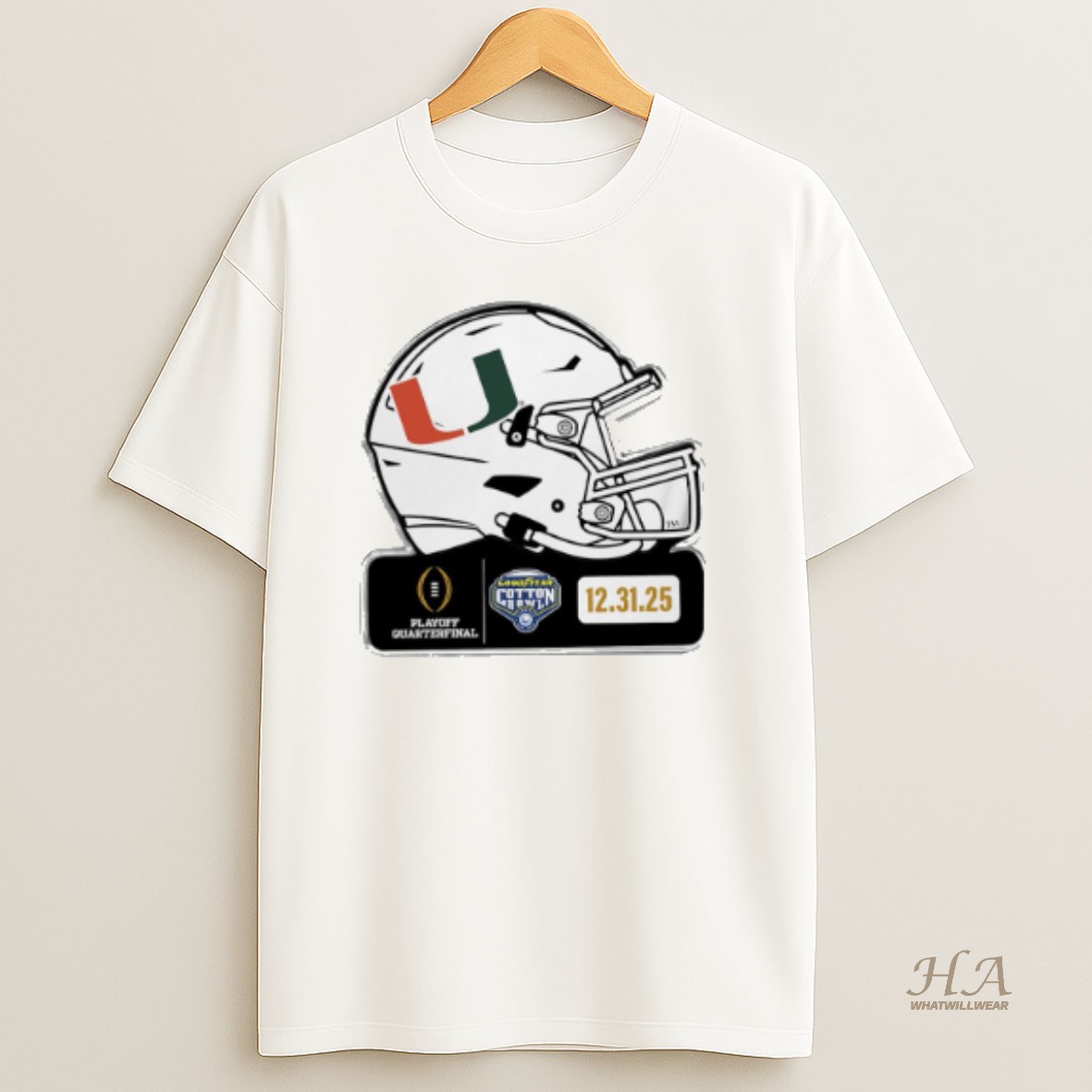 Official Miami Hurricanes Playoff Quarterfinal 2025 Cotton Bowl Helmet T Shirt