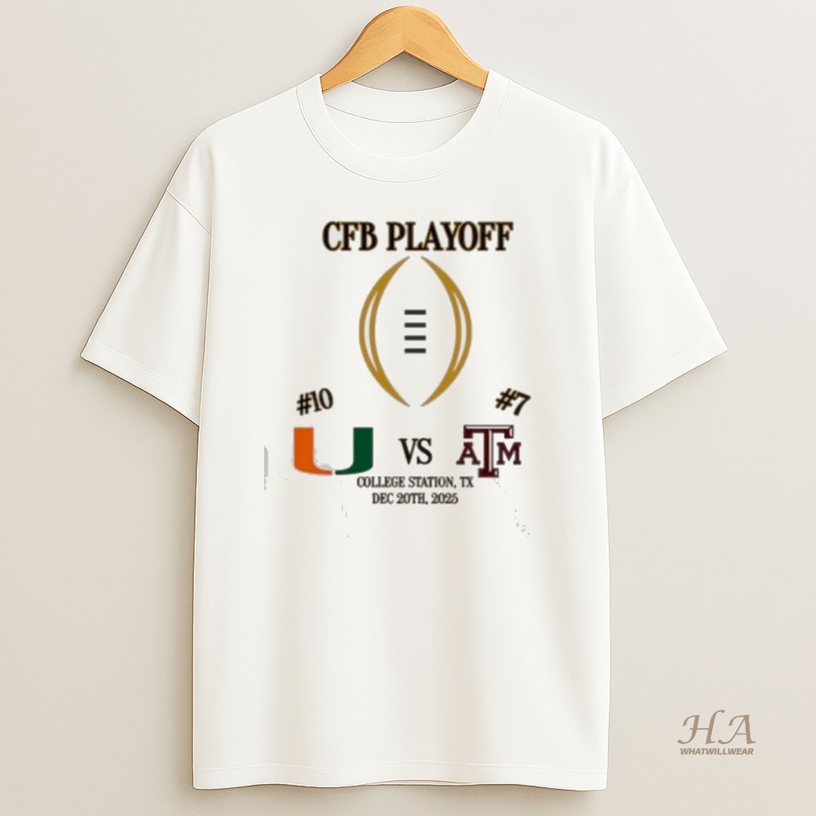 Official Miami Hurricanes Vs Texas Am Aggies College Football Playoff College Station Tx Dec 20th 2025 Matchup Shirt