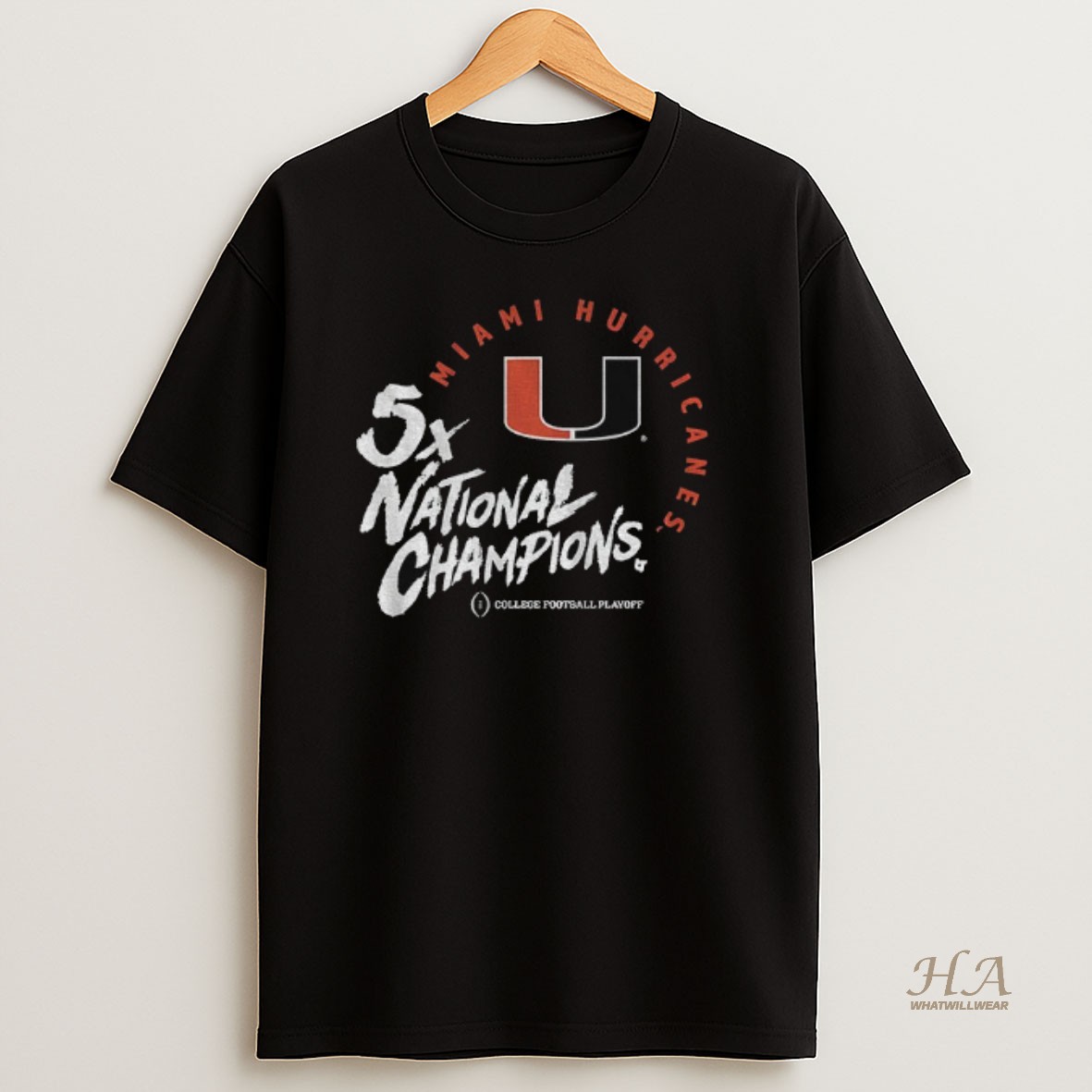 Official Miami Hurricanes Football 2025 Cfp Five Time National Champions College Football Playoff T Shirt