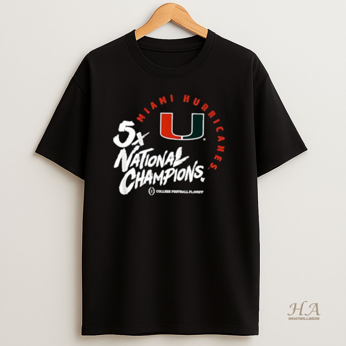 Official Miami Hurricanes Football 2025 Cfp Five Time National Champions T Shirt