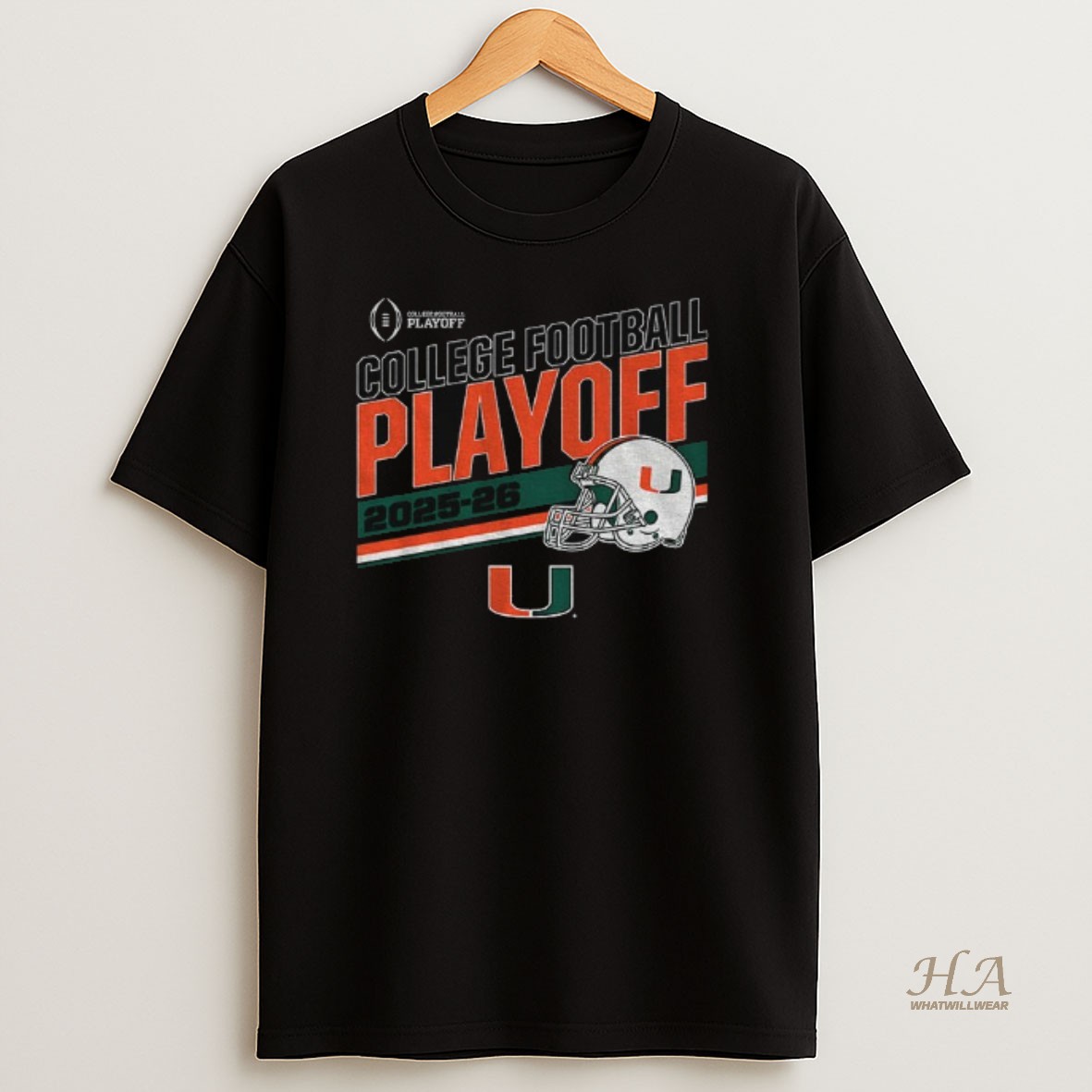 Official Miami Hurricanes Football Cfp Stripe College Football Playoff 2025 2026 T Shirt