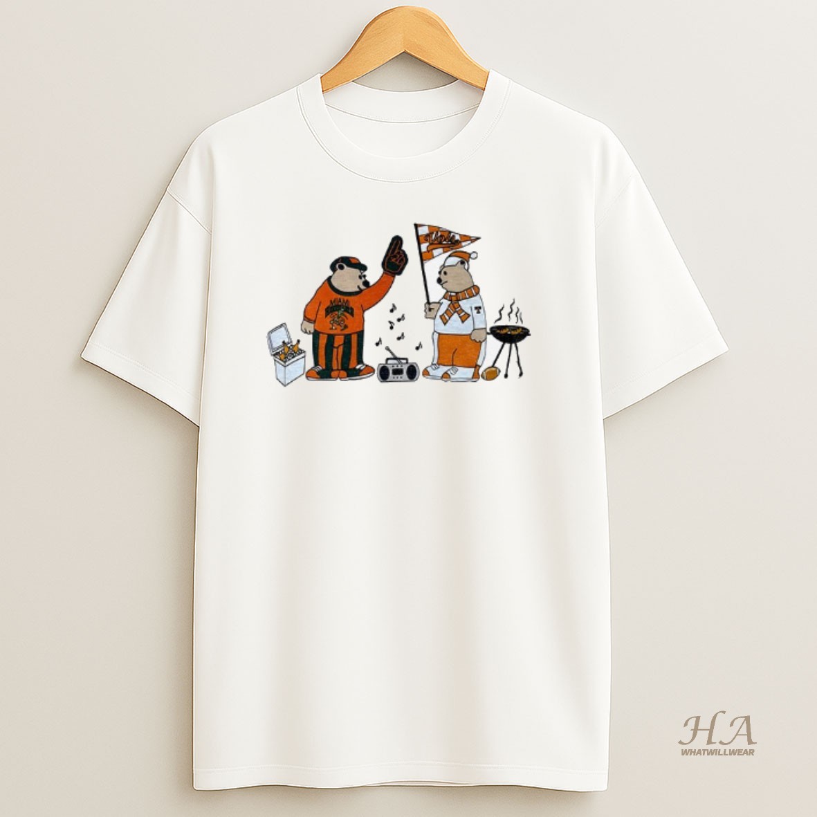 Official Miami Hurricanes Vs Tennessee Volunteers Tailgating Fan Bears T Shirt