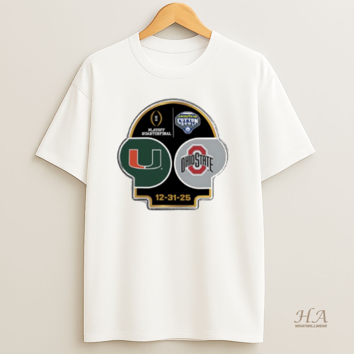 Official Miami Vs Ohio State Playoff Quarterfinal 2025 Goodyear Cotton Bowl T Shirt