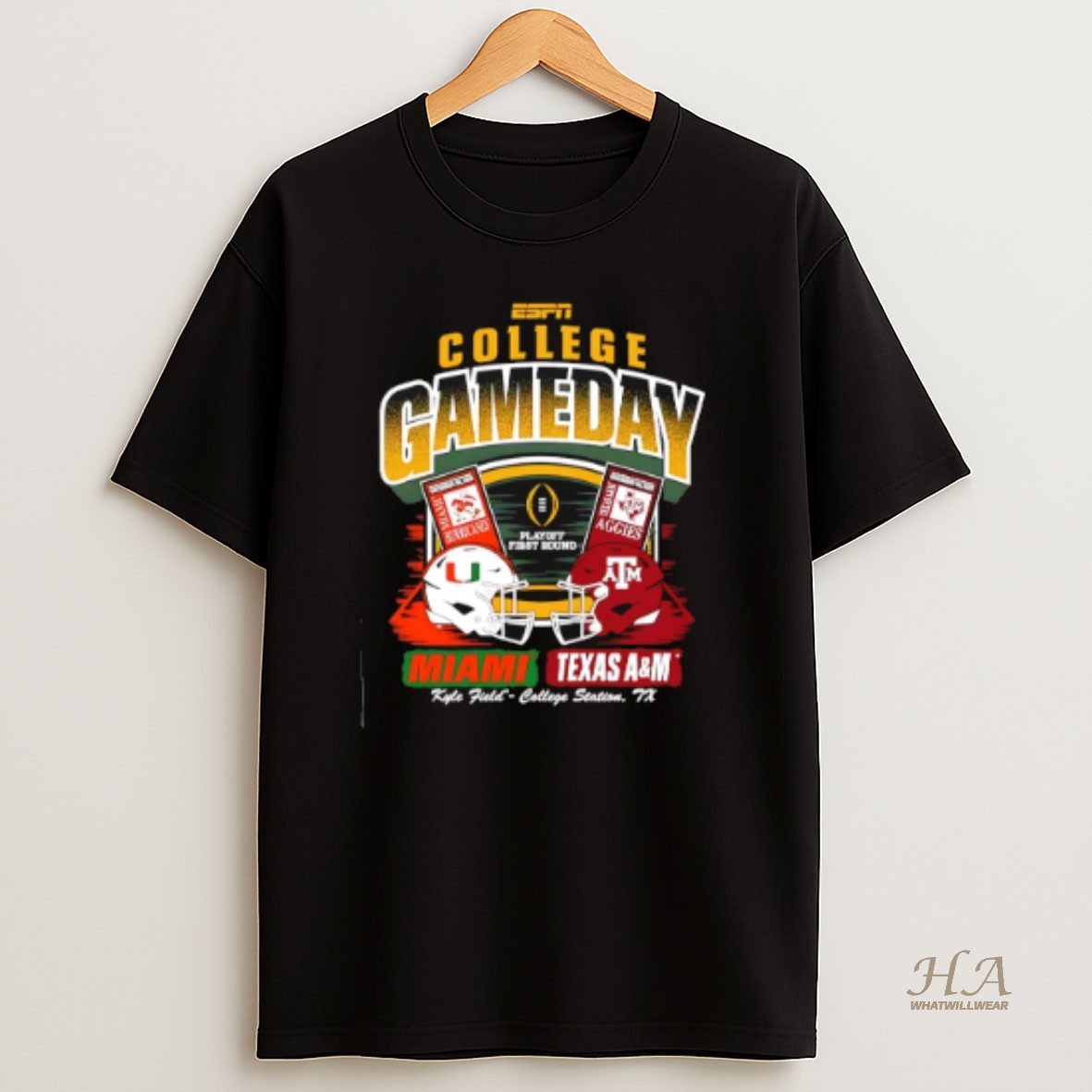 Official Miami Vs Texas 2025 26 Cfp Playoff First Round Ticket Helmets T Shirt