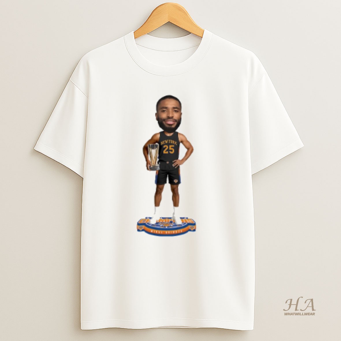 Official Mikal Bridges New York Knicks Nba Cup Champions Caricature T Shirt
