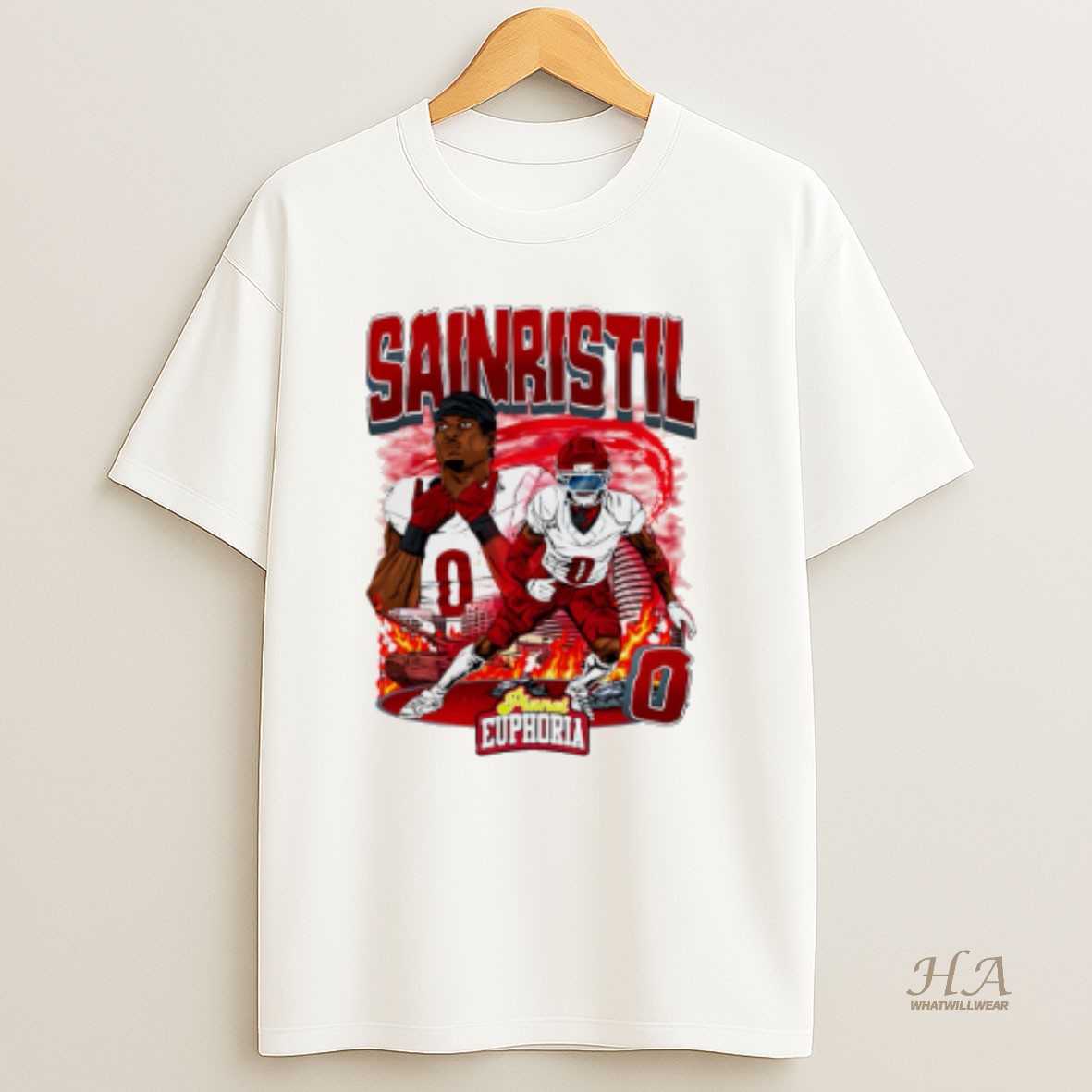 Official Mike Sainristil Washington Commanders Player Skyline Comic T Shirt