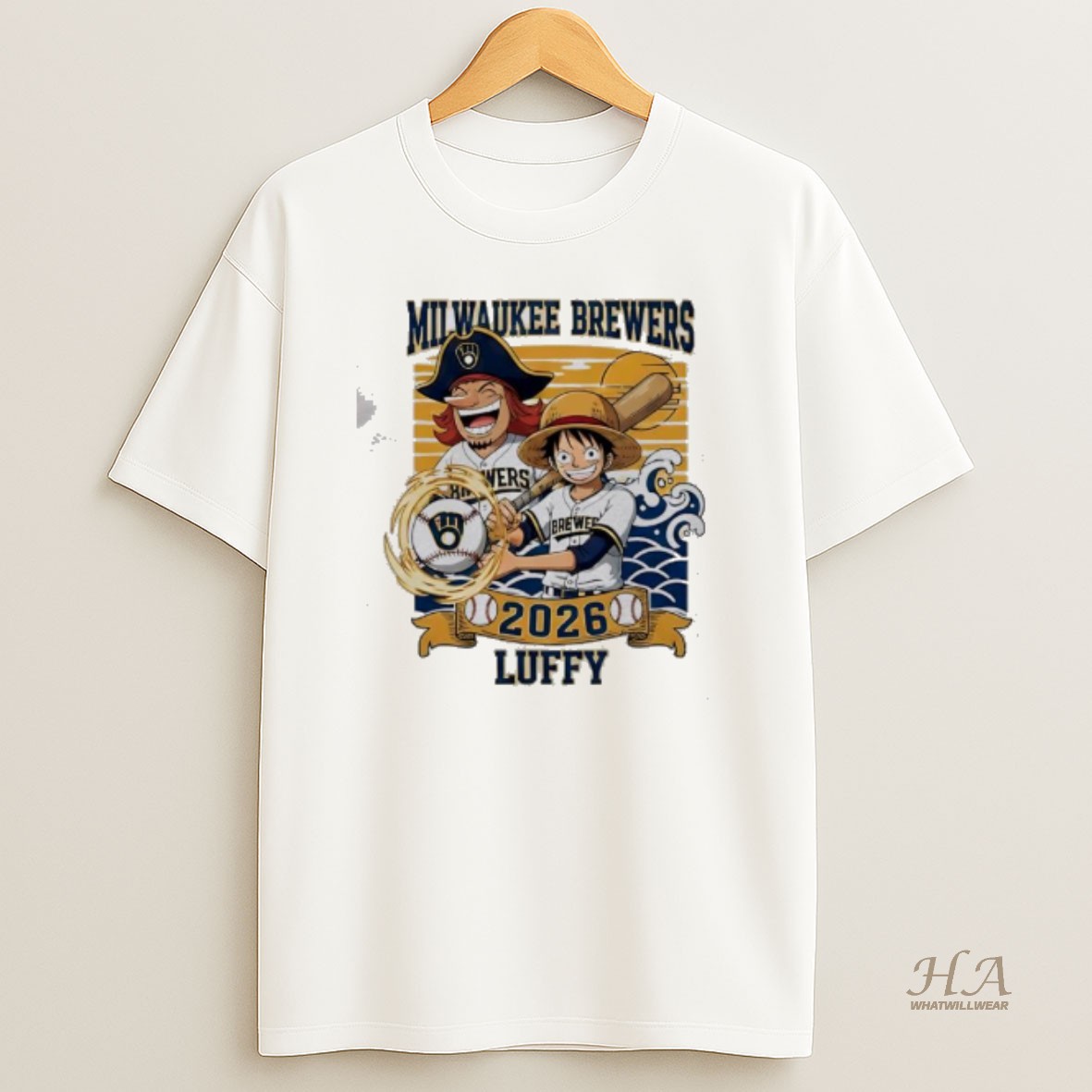 Official Milwaukee Brewers One Piece 2026 Luffy T Shirt