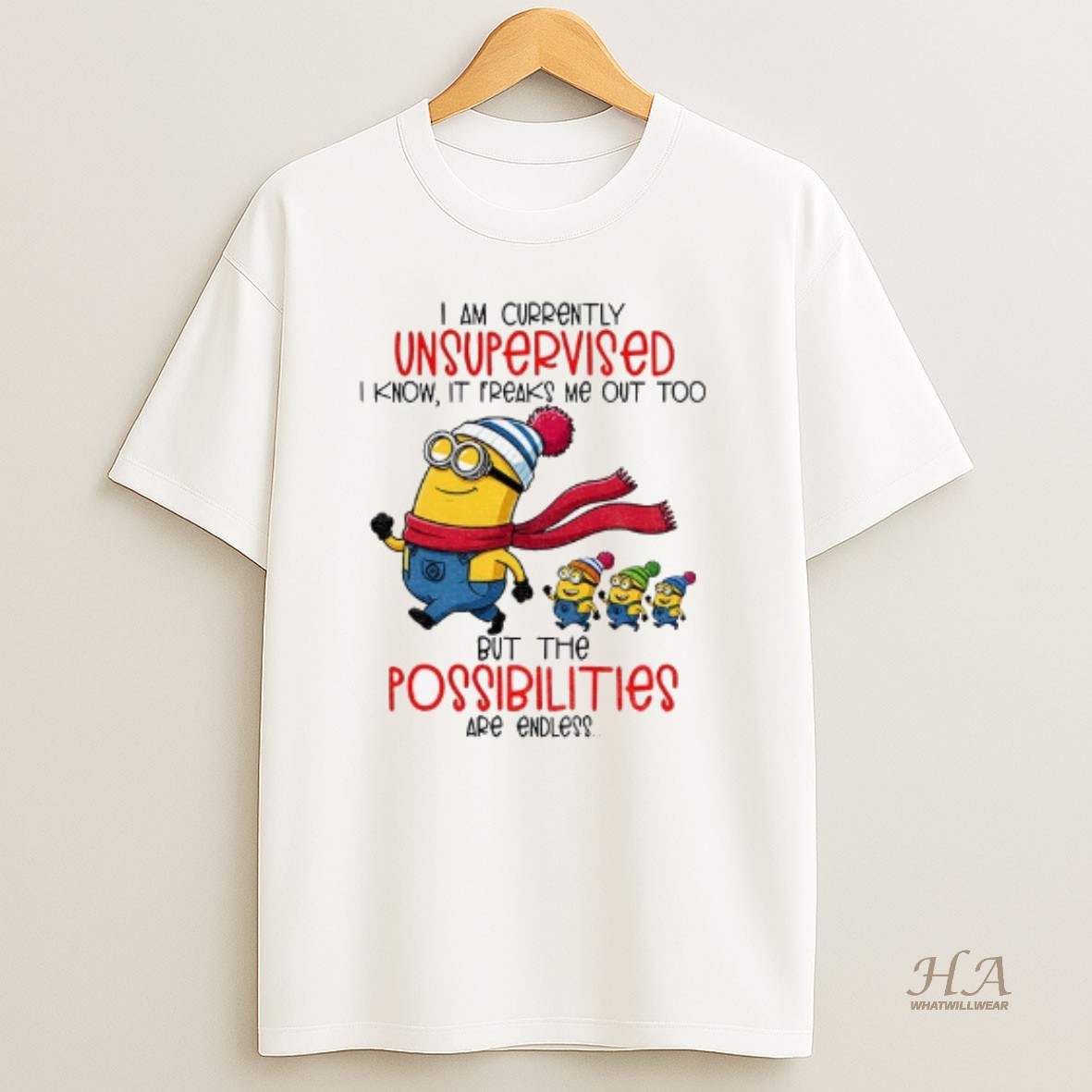 Official Minion I Am Currently Unsupervised I Know It Freaks Me Out Too Possibilities Are Endless Christmas T Shirt
