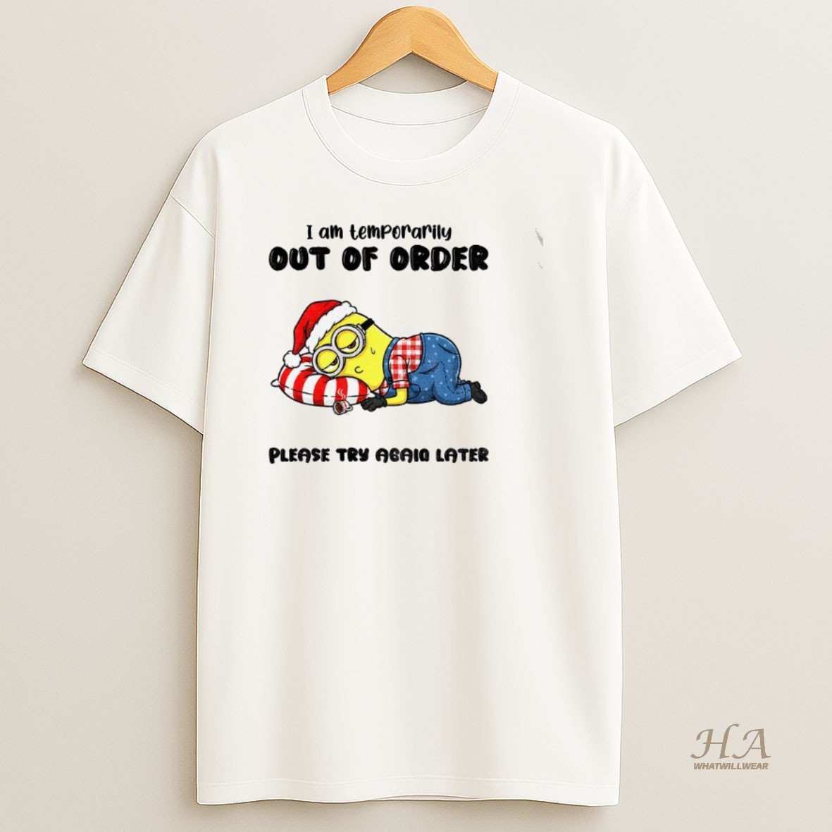 Official Minion Middle Finger I Am Temporarily Out Of Order Please Try Again Later Christmas Shirt