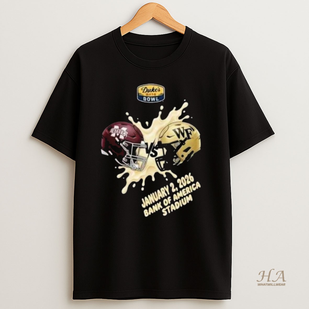 Official Mississippi State Bulldogs Vs Wake Forest Demon Deacons On January 2 2026 Dukes Mayo Bowl At Bank Of America Stadium Helmet Ncaa Long Sleve Shirt