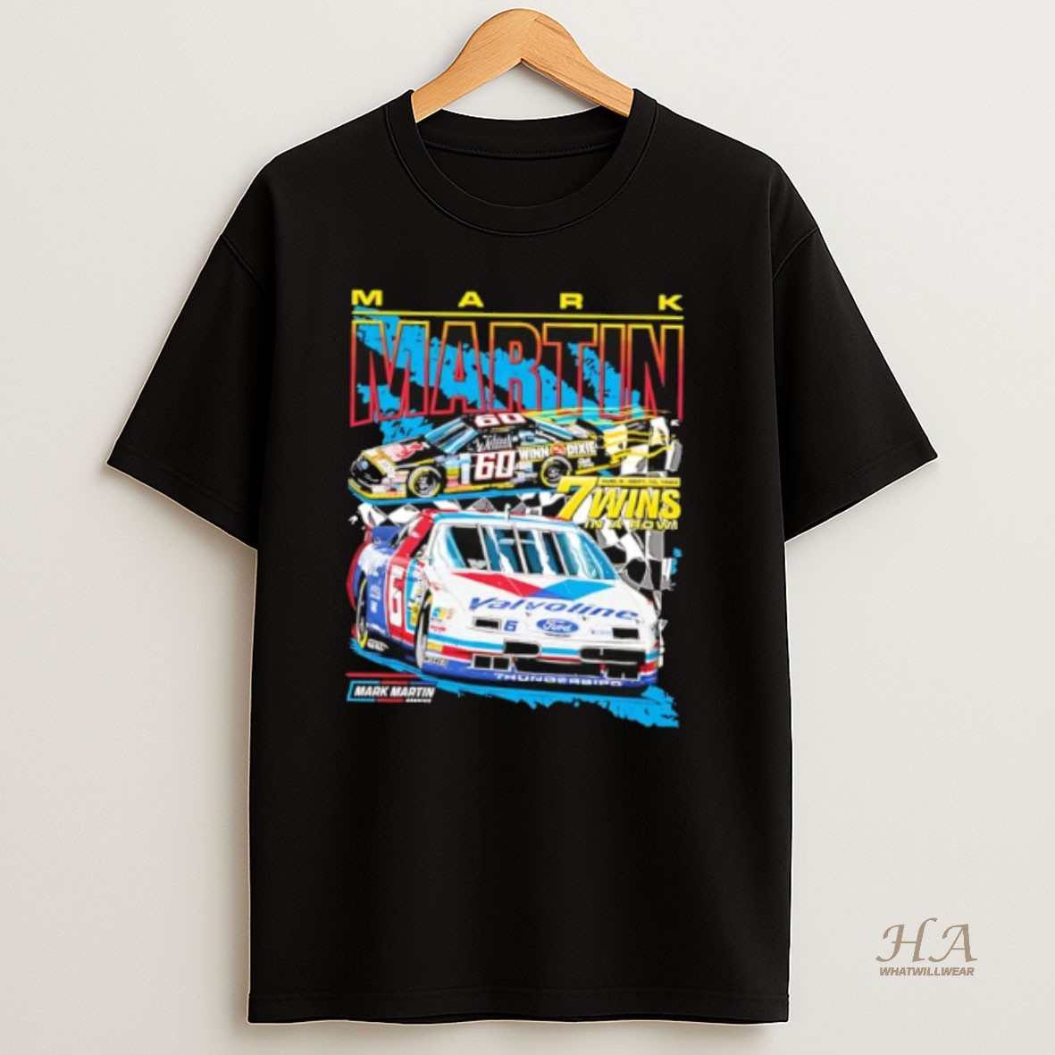 Official Nascar Mark Martin The Kid 7 Wins In A Row Graphic T Shirt