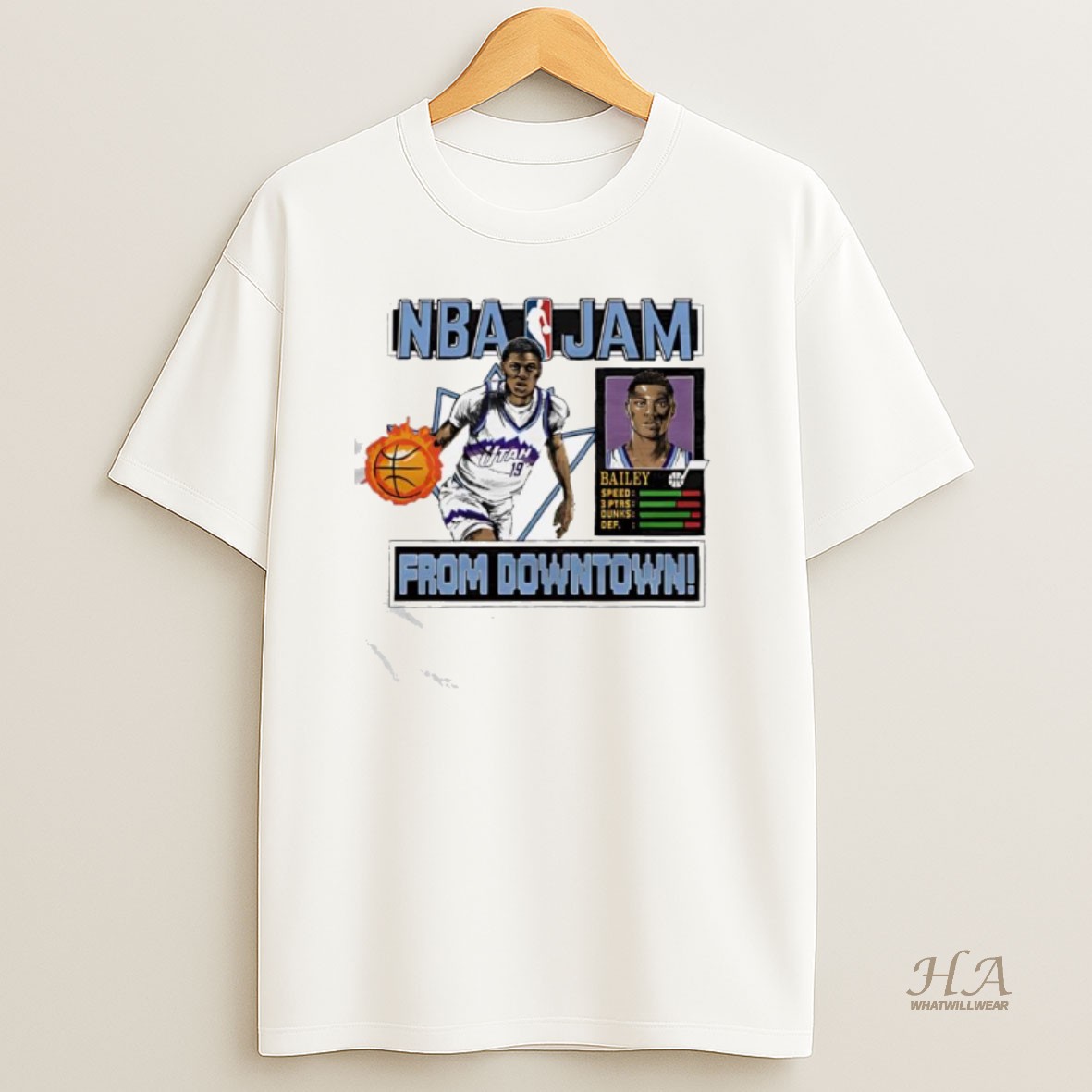 Official Nba Jam Jazz Ace Bailey From Downtown T Shirt