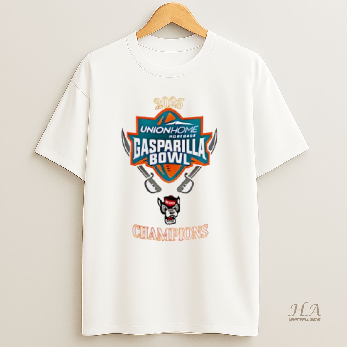 Official Nc State Wolfpack 2025 Gasparilla Bowl Champions Logo T Shirt