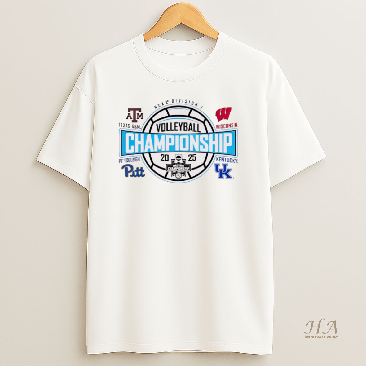 Official Ncaa Division I Womens Volleyball Final Four Championship 2025 Texas Am Wisconsin Pittsburgh Kentucky Logos T Shirt