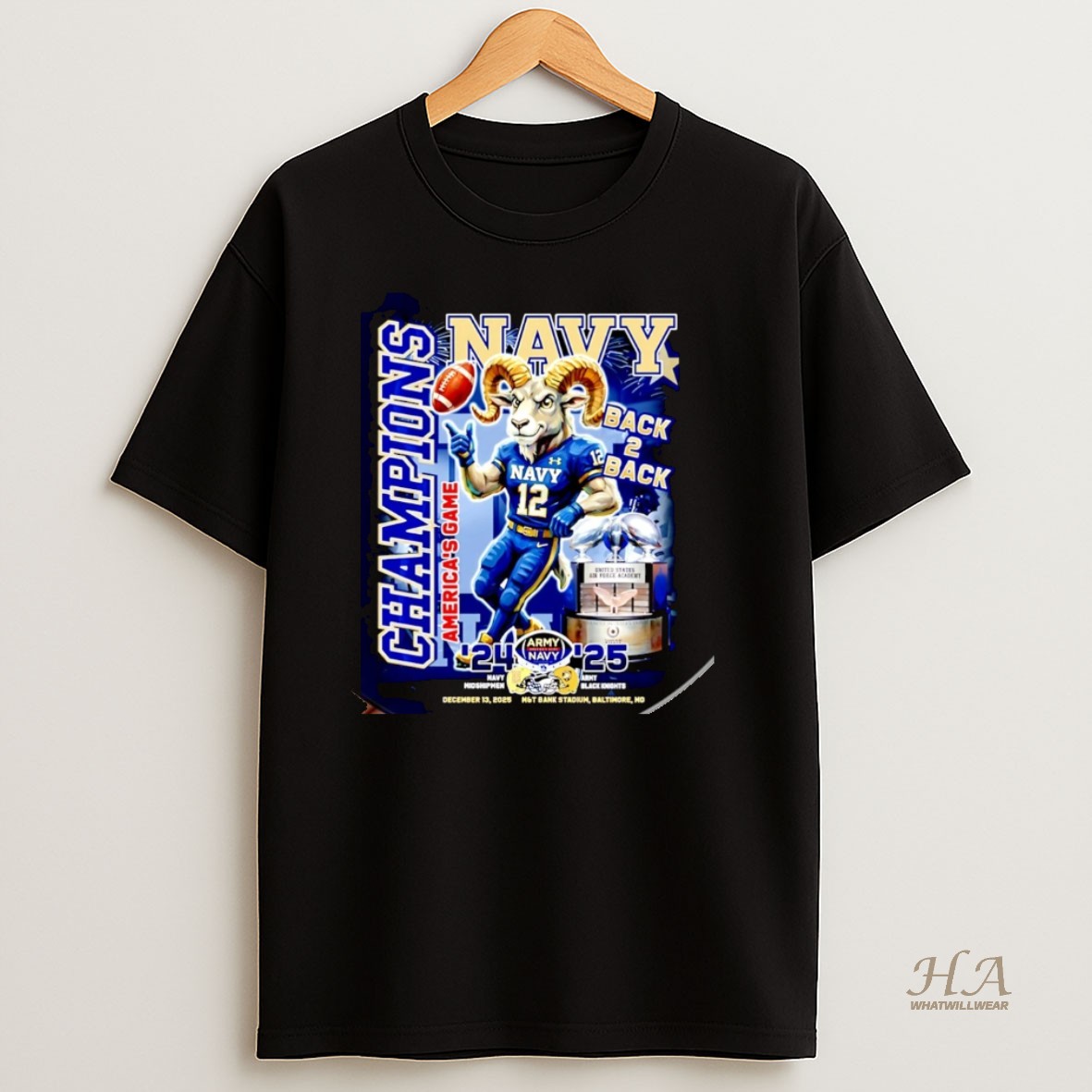 Official Navy Midshipmen 2025 Americas Game Champions Back To Back 24 25 Christmas T Shirt